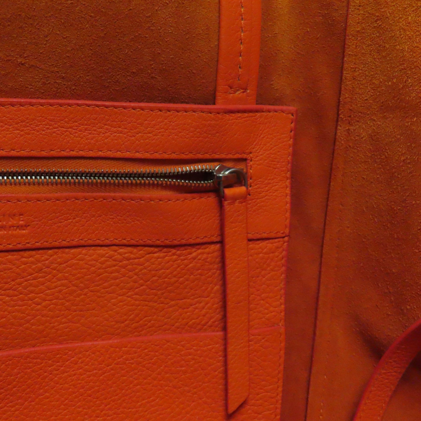 CELINE 牛皮皮革Shoulder Bag銀扣肩背袋橙色