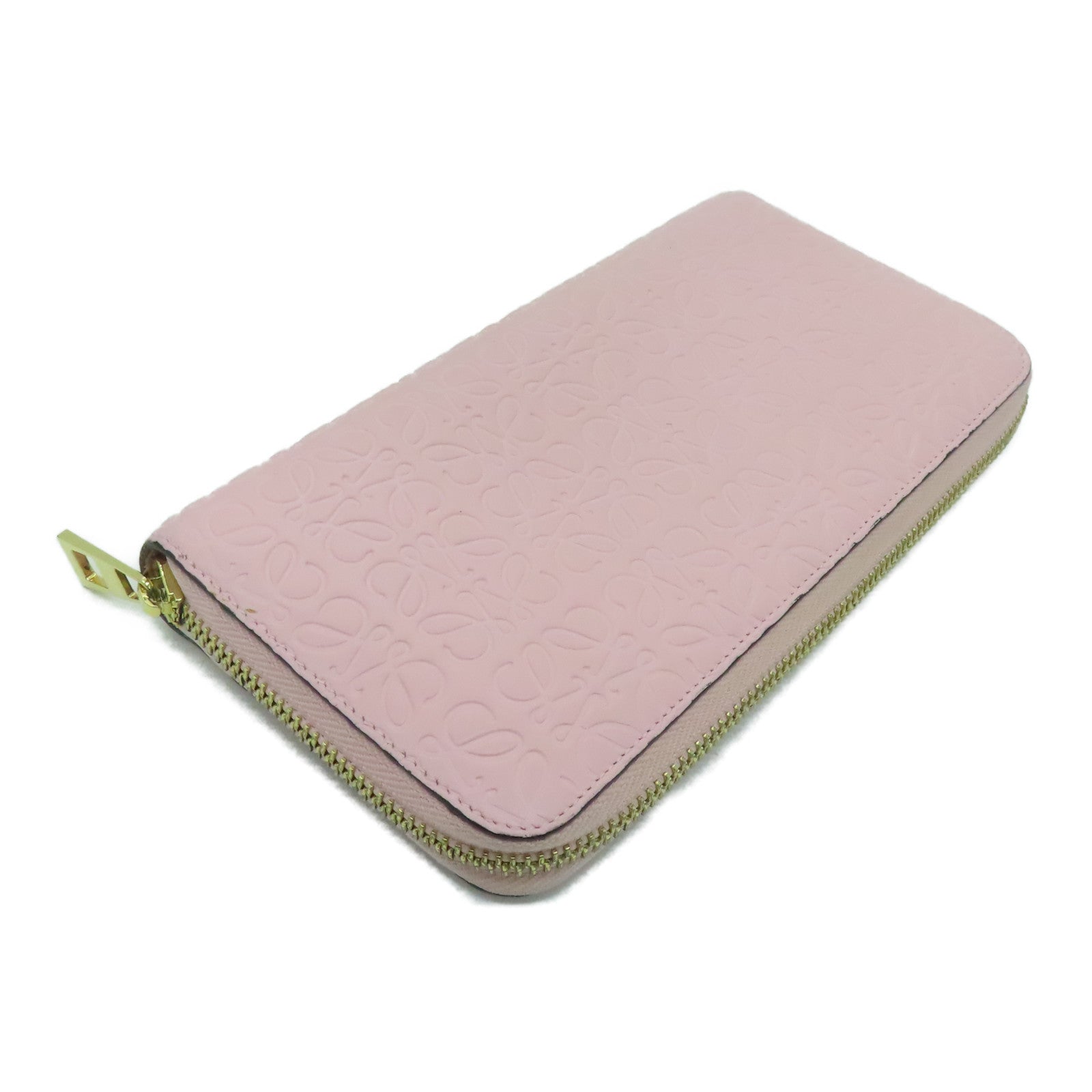 LOEWE 牛皮皮革Long Wallet金扣长钱包粉红色