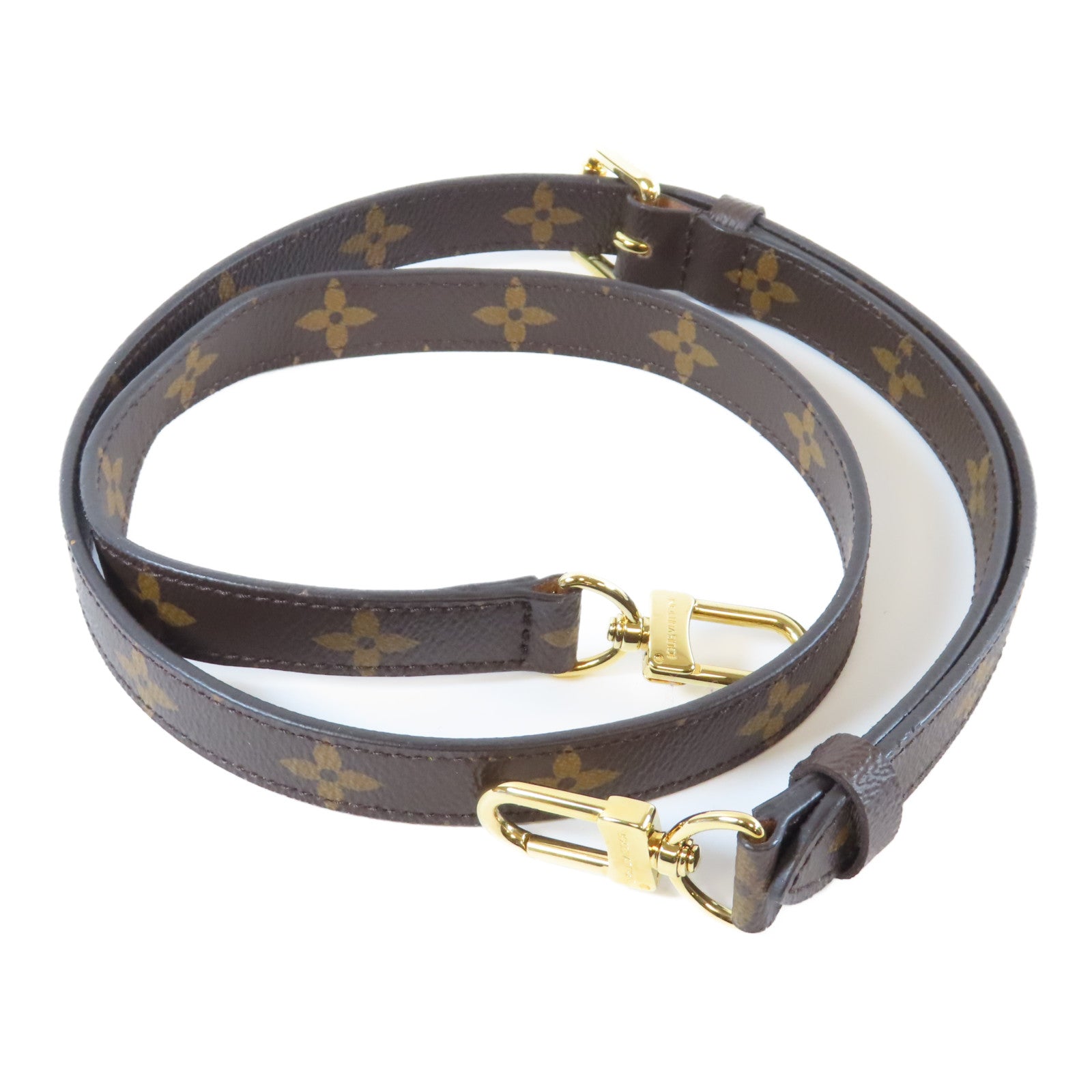 LOUIS VUITTON Monogram Shoulder Strap金扣肩背帶啡色