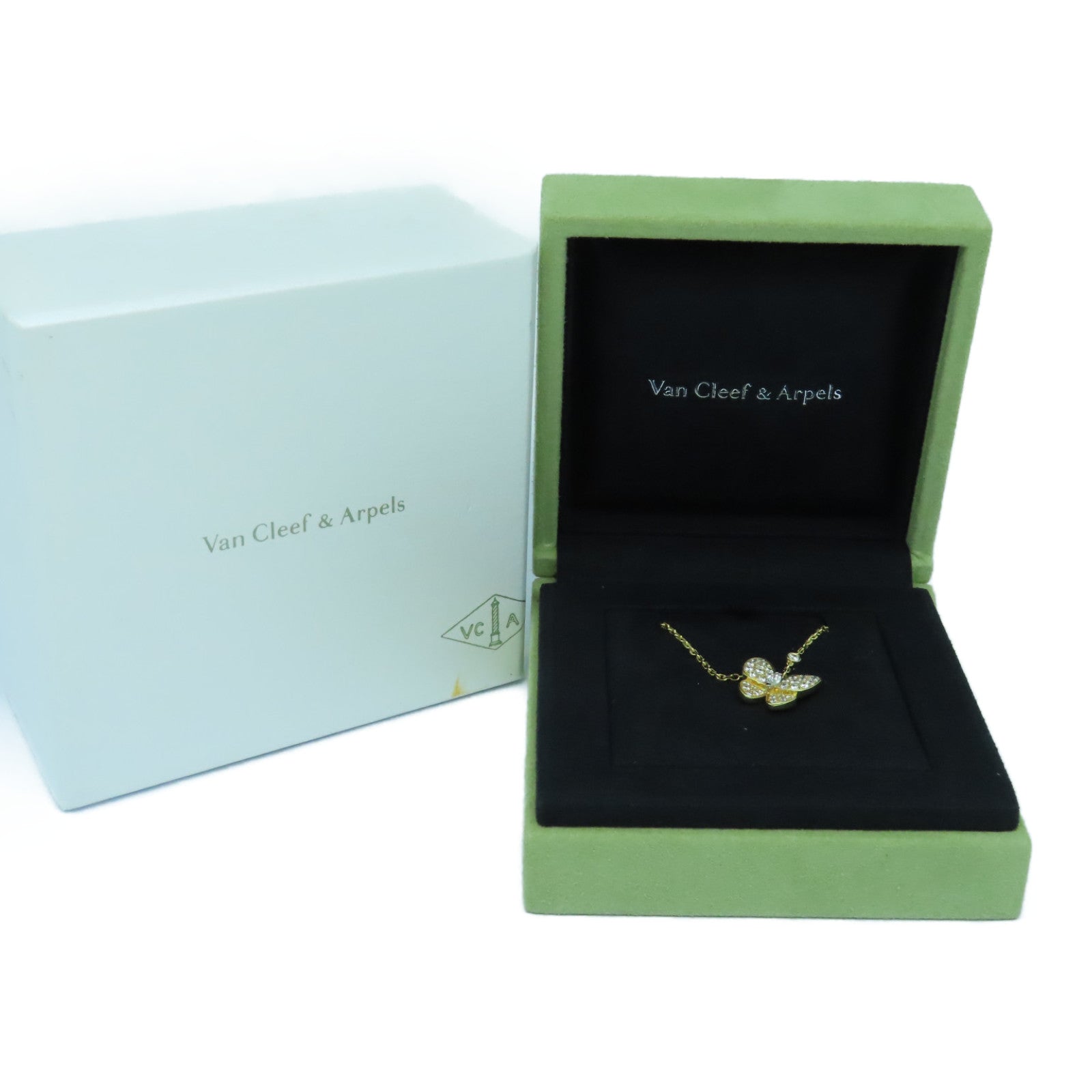 Van Cleef &amp; Arpels 18K黄金Two Butterfuly Pandent项链