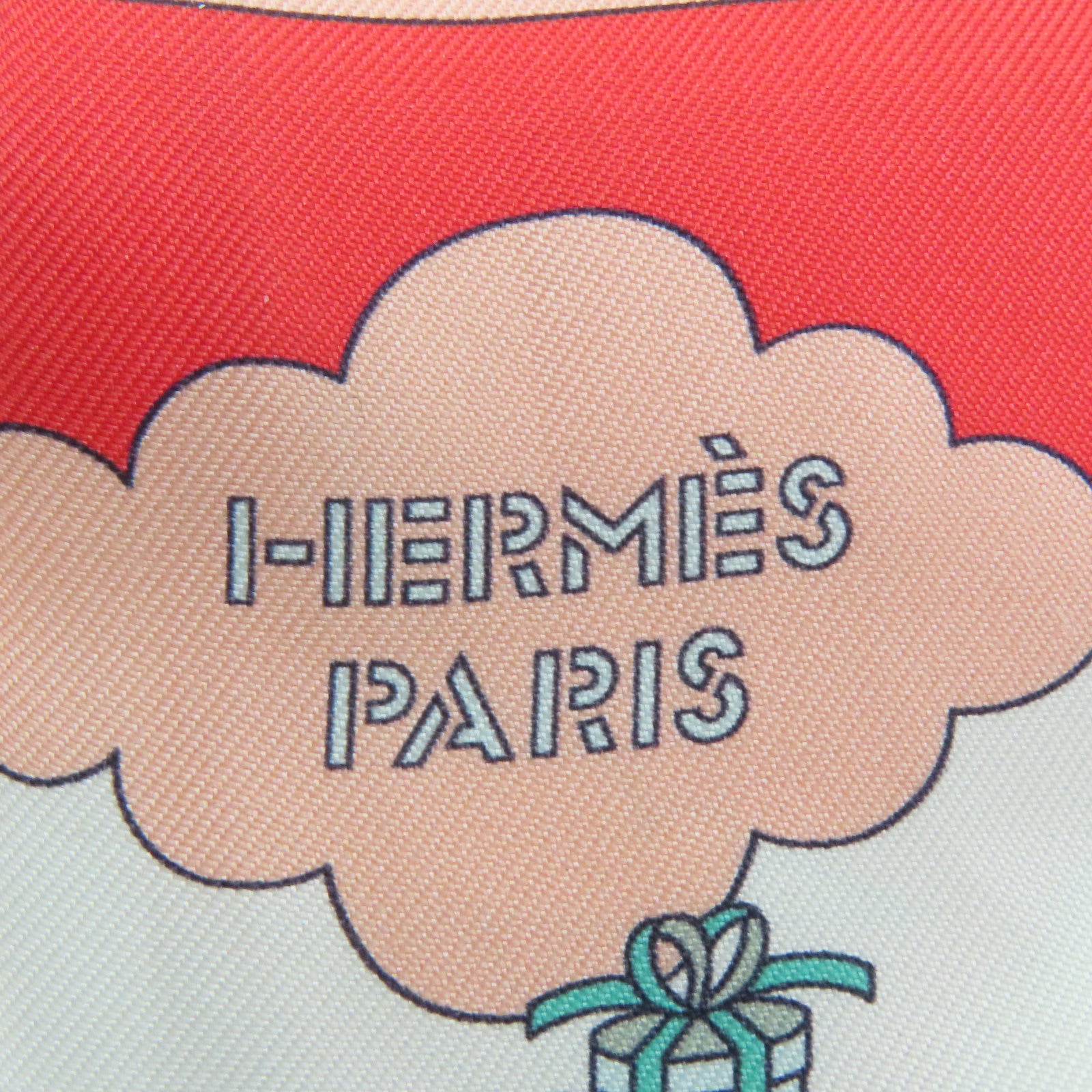 HERMES 丝质Twilly丝巾红色/白色