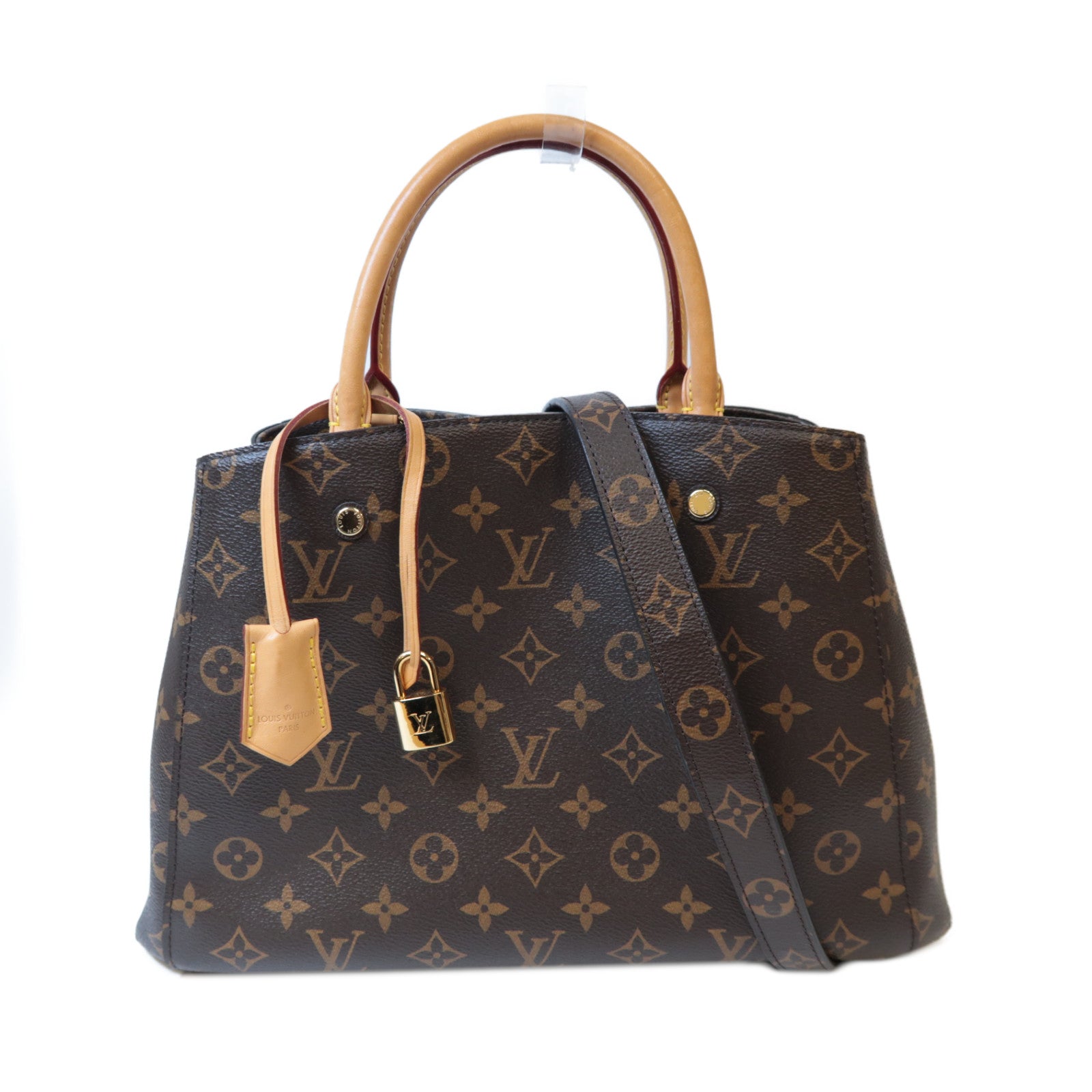 LOUIS VUITTON Monogram Montaigne MM金扣手挽肩背兩用袋啡色
