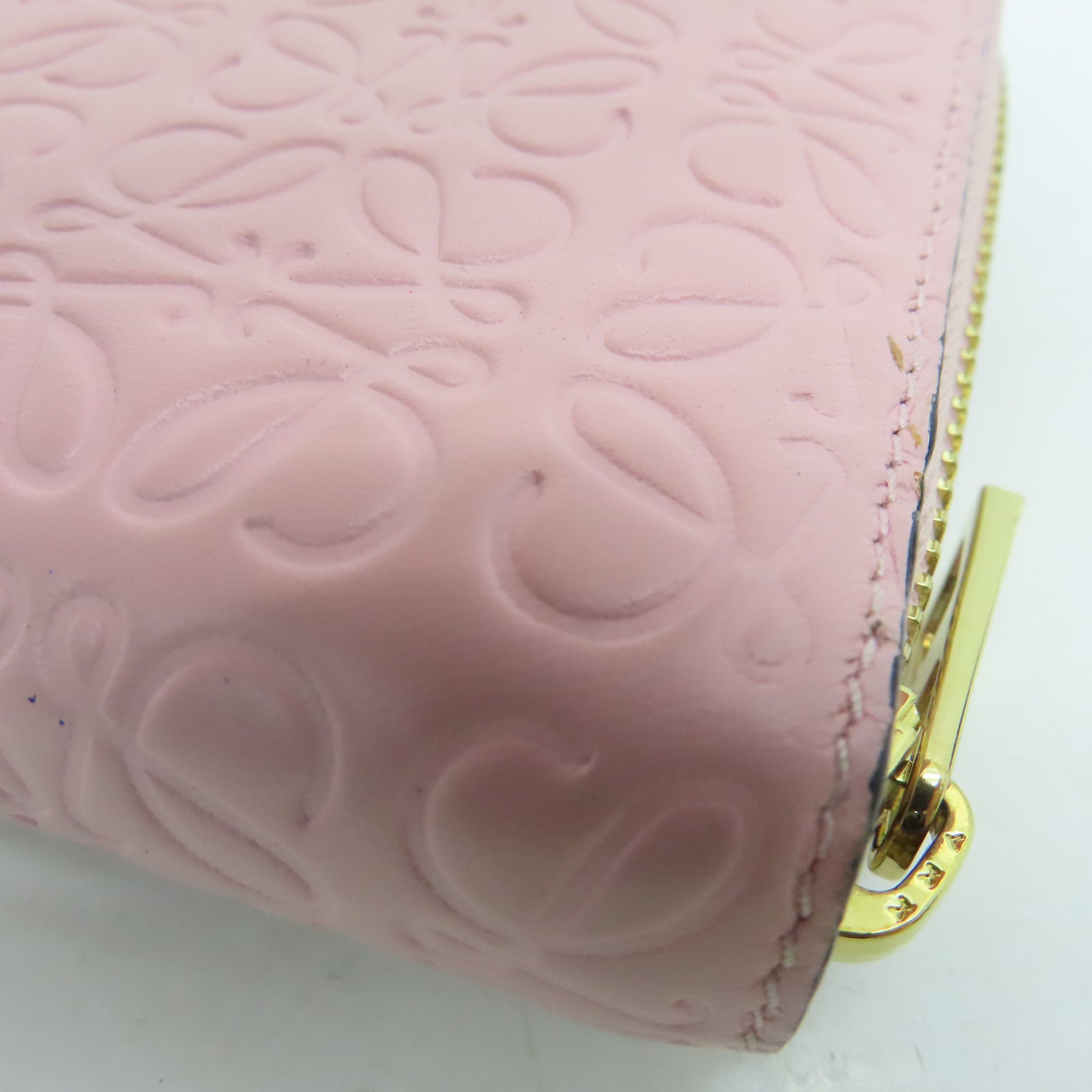 LOEWE 牛皮皮革Long Wallet金扣长钱包粉红色