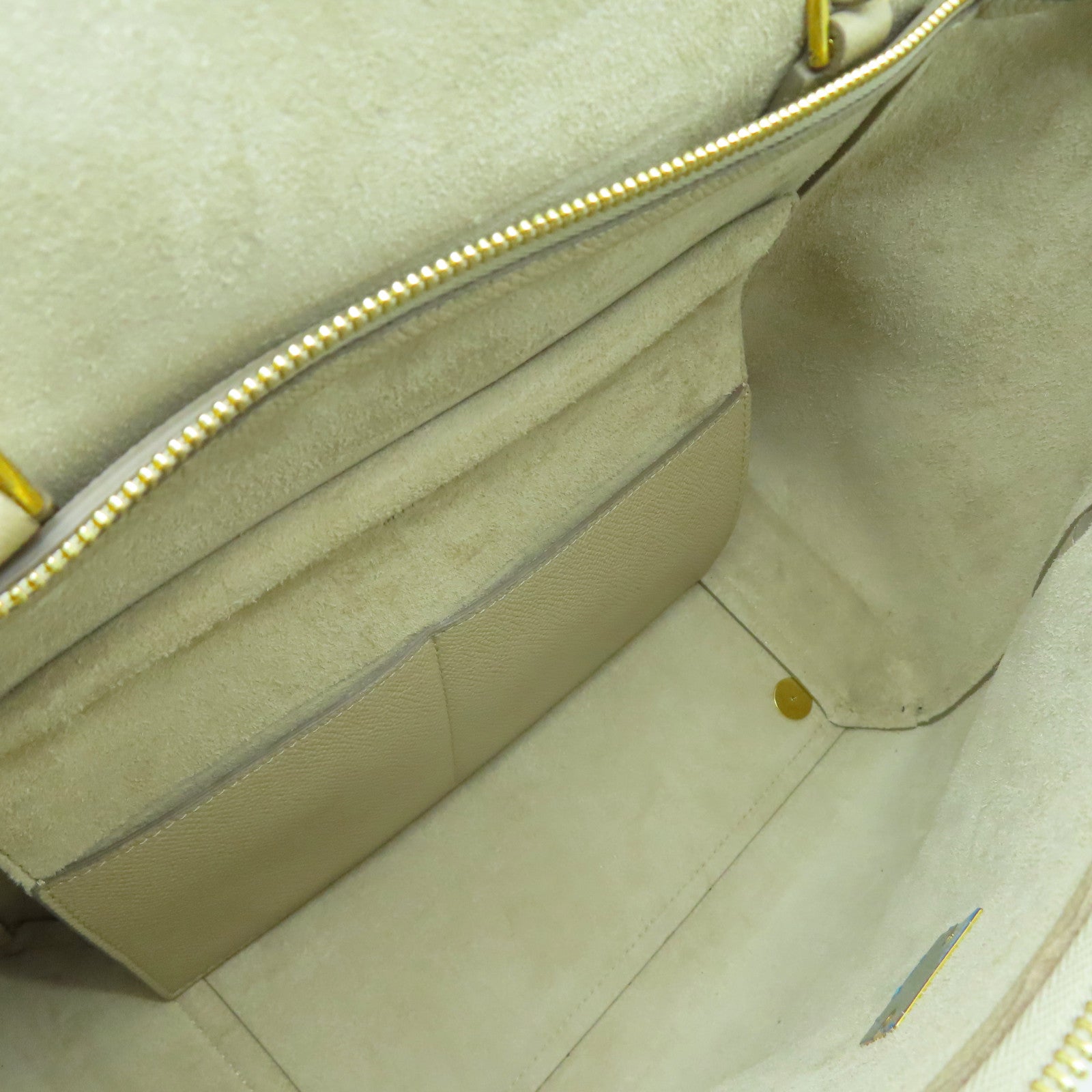 CELINE 牛皮皮革2 Way Shoulder金扣手挽肩背兩用袋米色