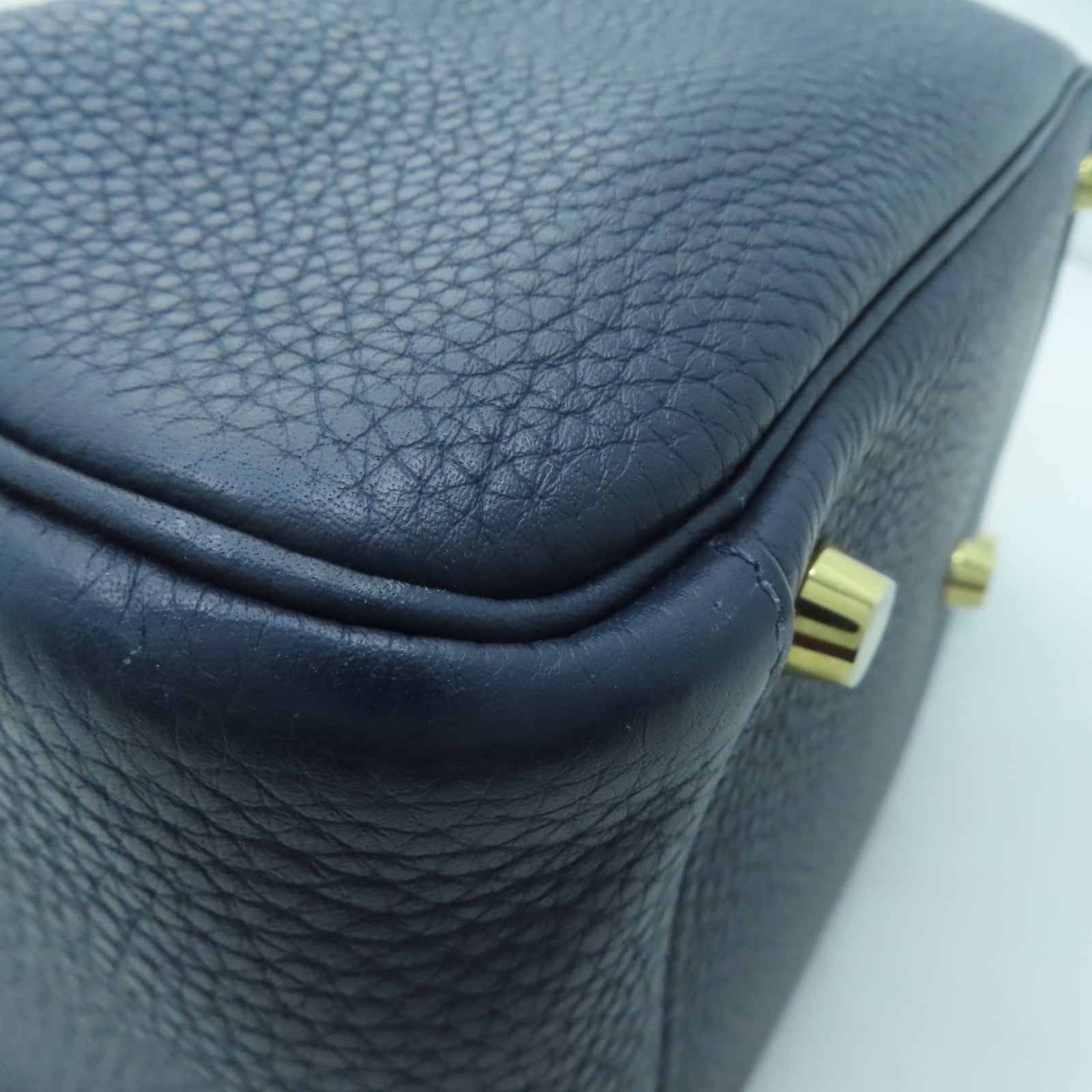 HERMES Clemence皮革Lindy 26金扣手挽肩背兩用袋Sapphire blue藍寶石色