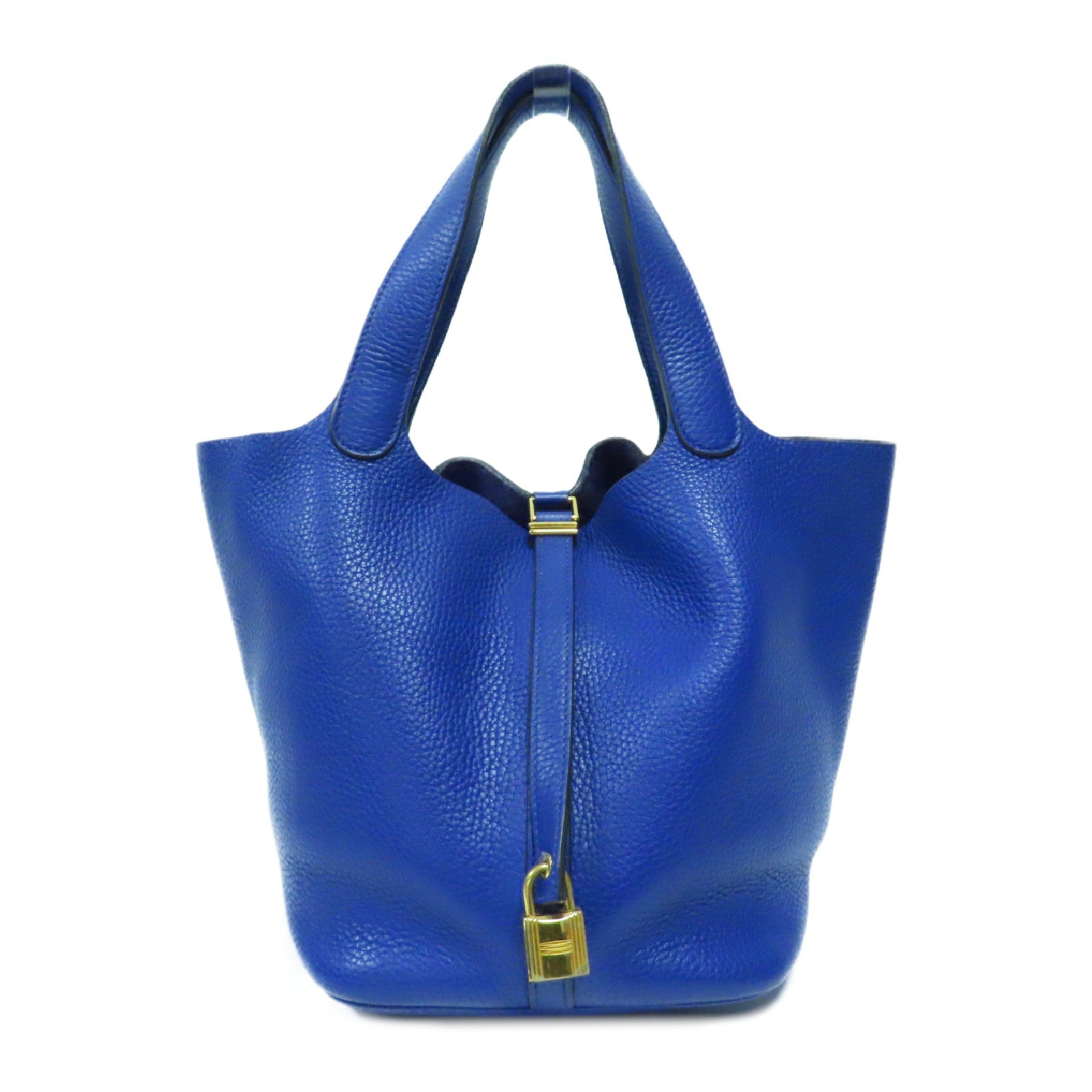 HERMES Clemence皮革Picotin MM金扣手挽袋Bleu Electrique電光藍色