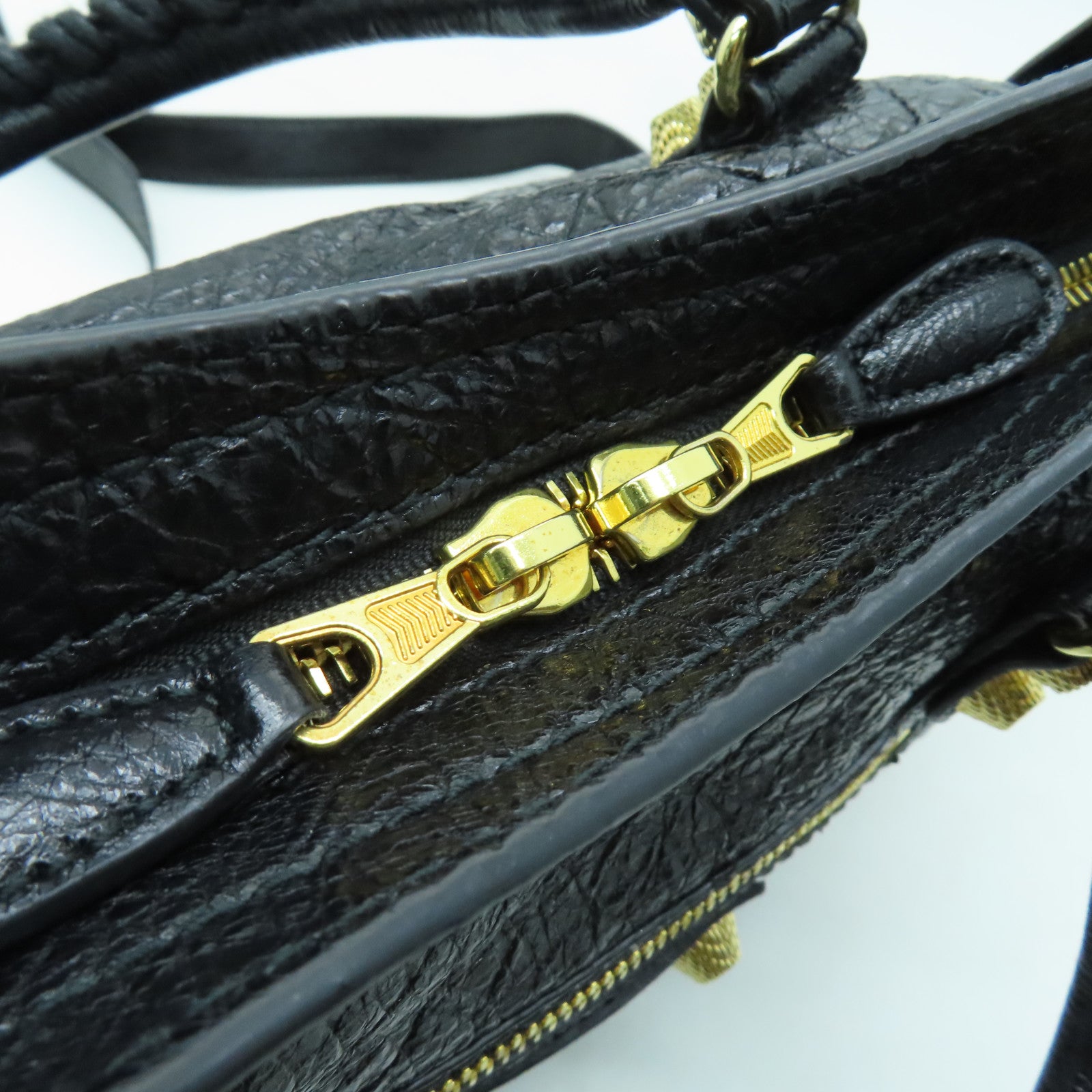 BALENCIAGA 牛皮皮革Giant New City金扣手挽肩背兩用袋黑色