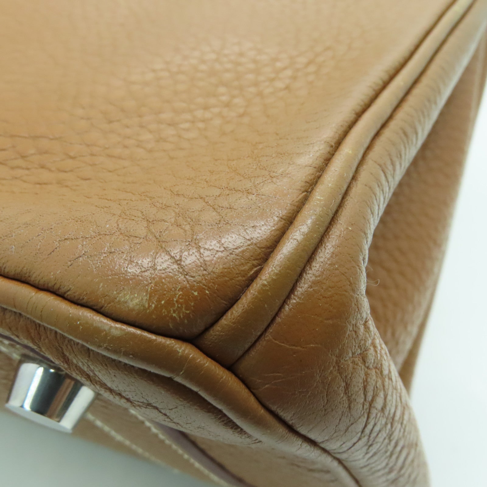 HERMES Clemence皮革Birkin 30銀扣手挽袋啡色