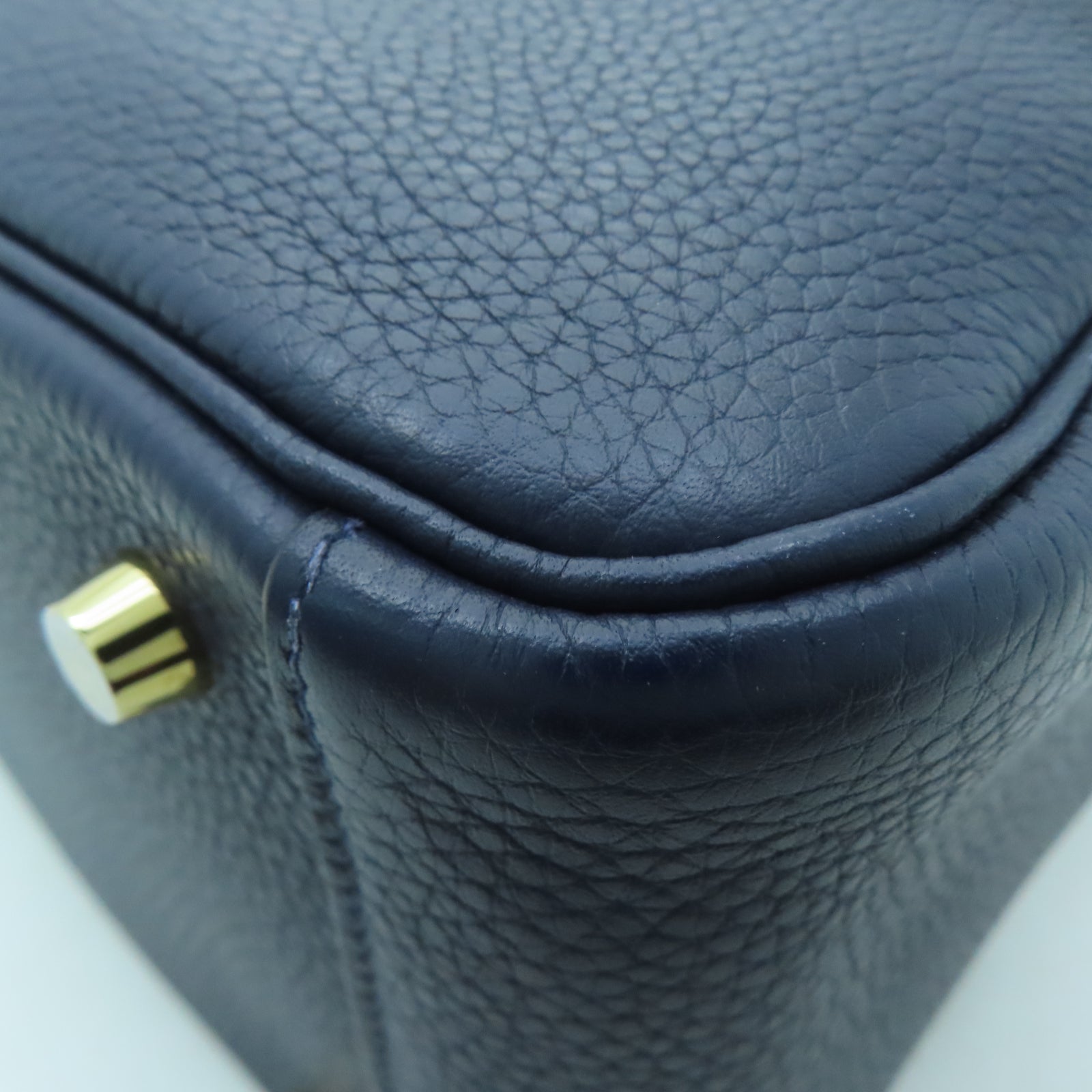 HERMES Clemence皮革Lindy 26金扣手挽肩背兩用袋Sapphire blue藍寶石色
