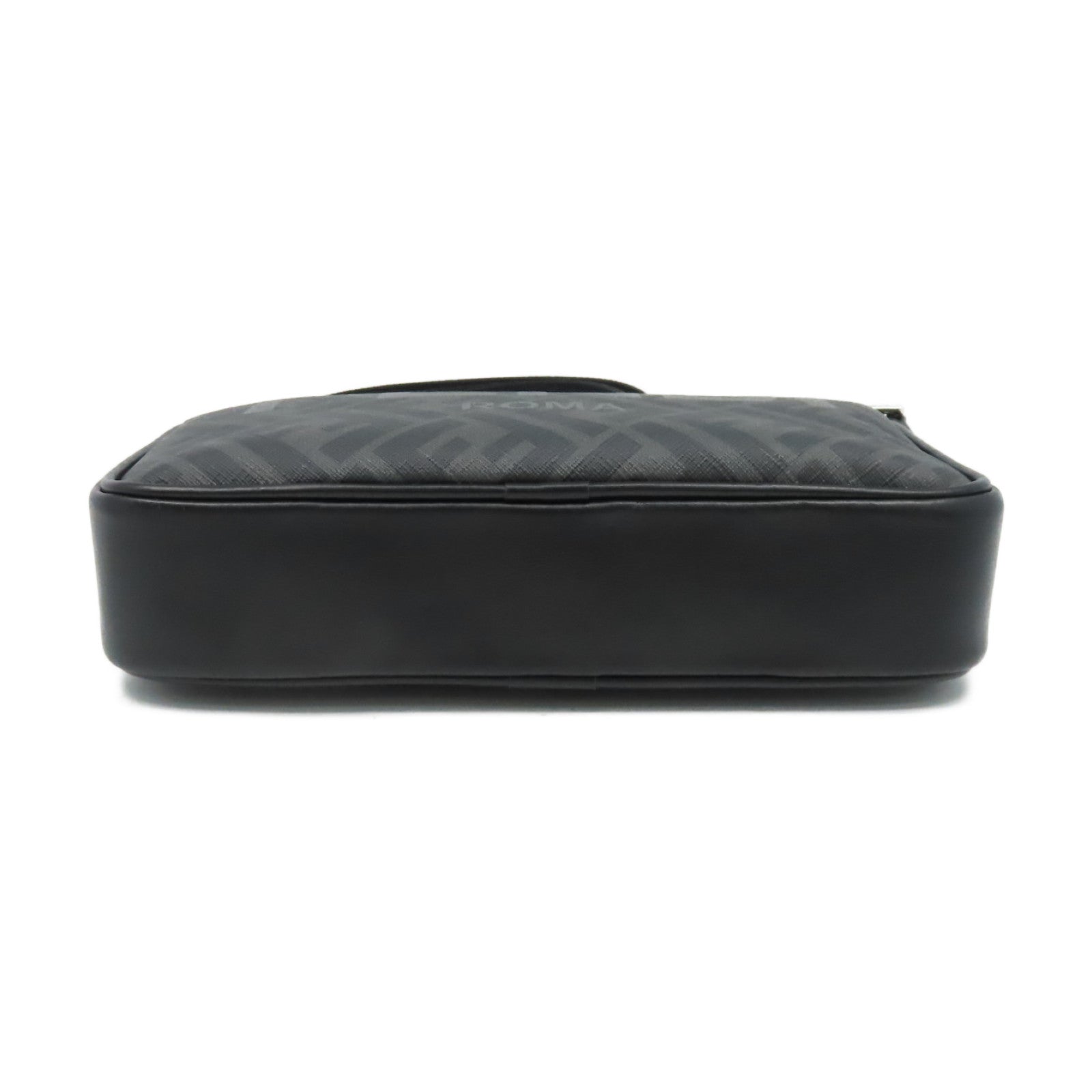 FENDI 塗層帆布Diagonal Camera Case Shoulder Bag銀扣肩背袋黑色/碳灰色