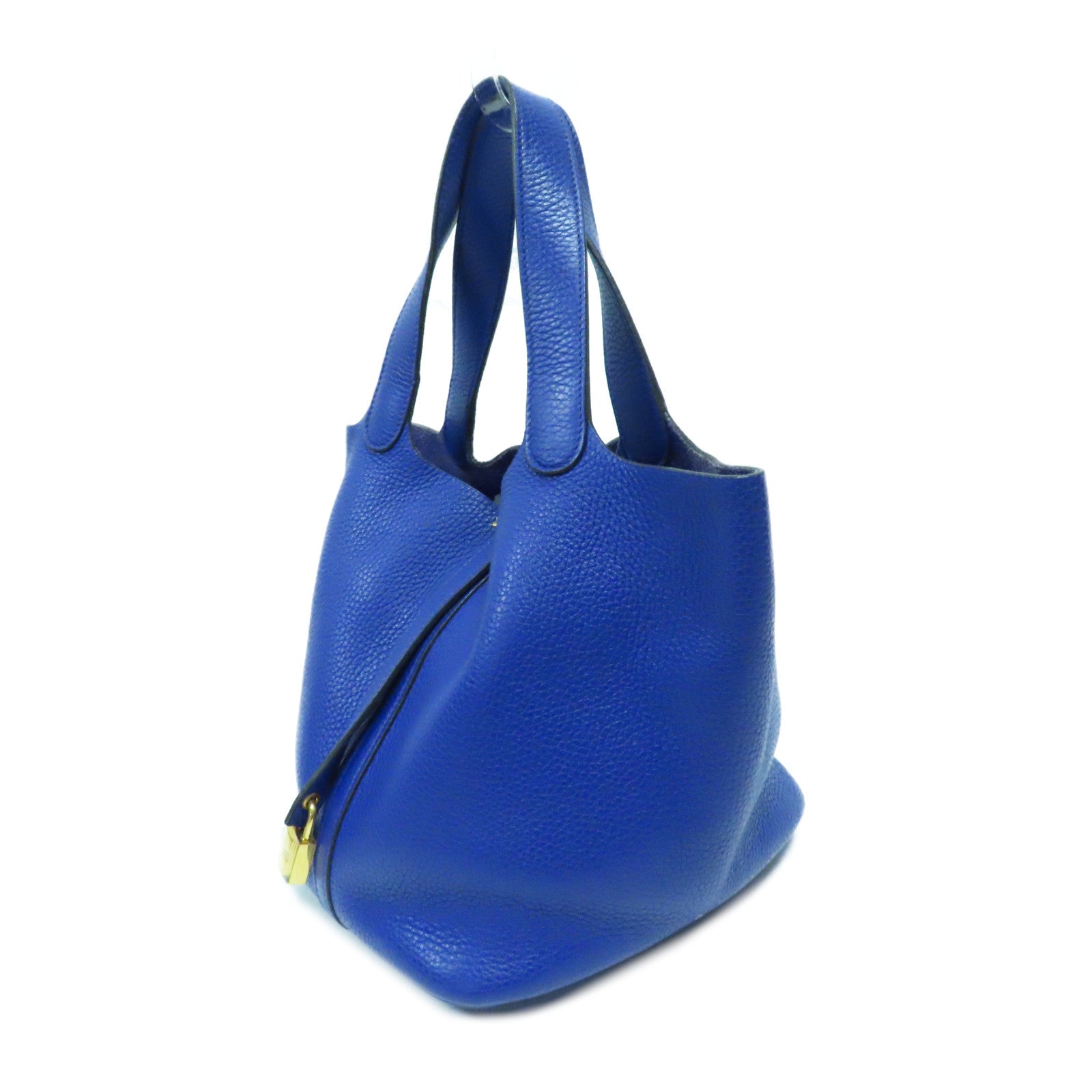 HERMES Clemence皮革Picotin MM金扣手挽袋Bleu Electrique電光藍色