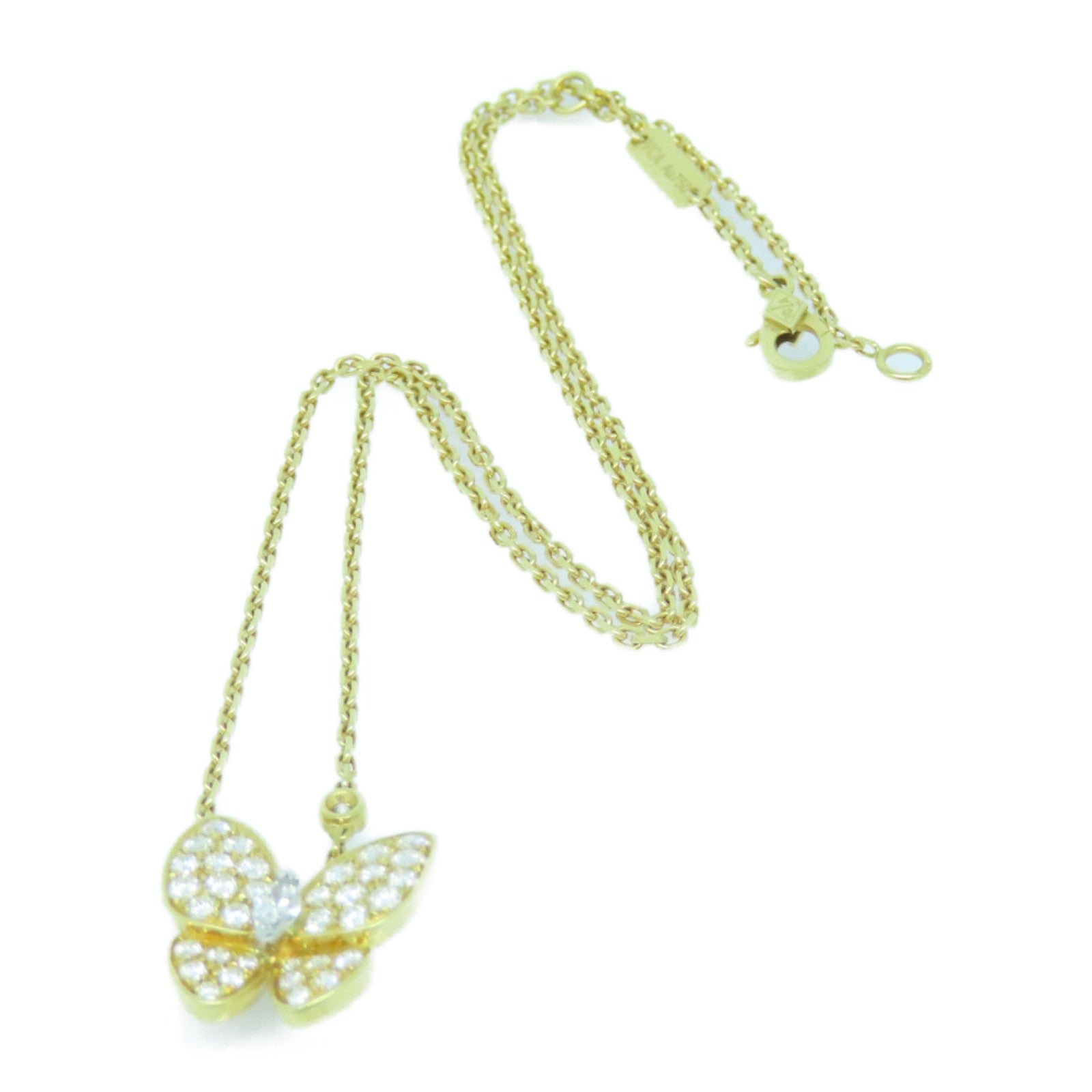 Van Cleef &amp; Arpels 18K黄金Two Butterfuly Pandent项链