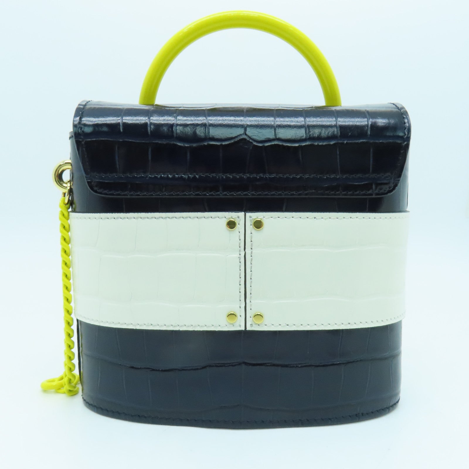 Chloe 牛皮皮革Bolsa Small金扣手挽肩背兩用袋藍色/白色/黃色