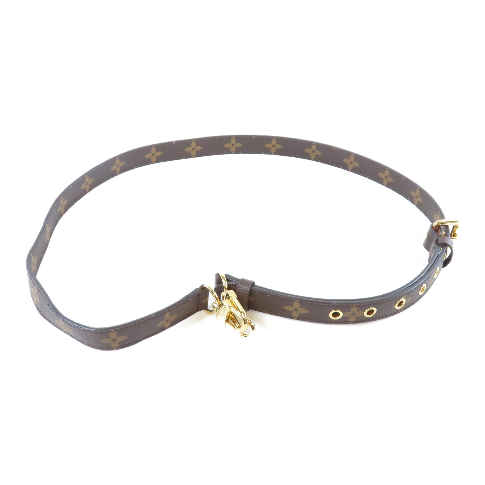 LOUIS VUITTON Monogram Shoulder Strap金扣肩背帶啡色