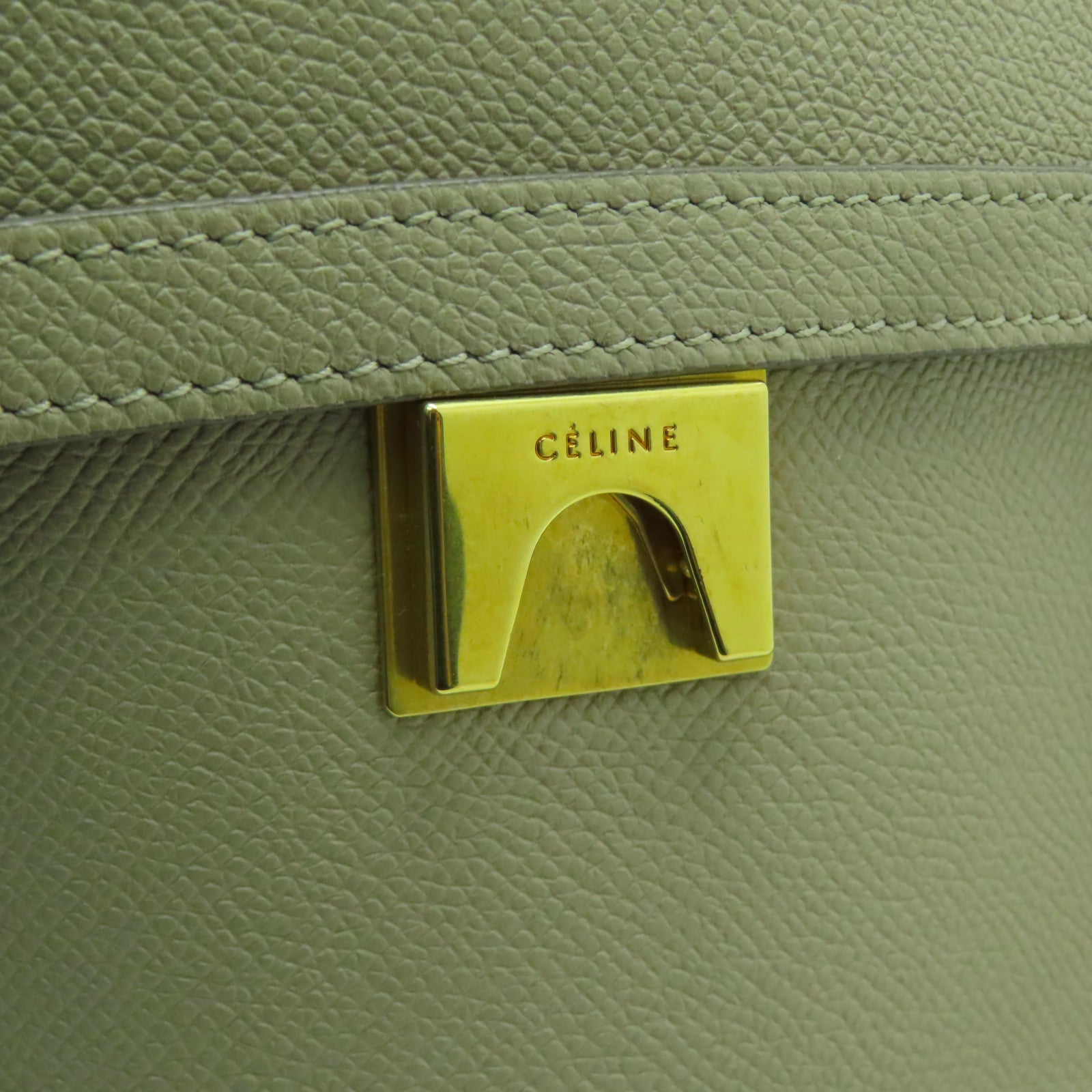CELINE 牛皮皮革2 Way Shoulder金扣手挽肩背兩用袋米色