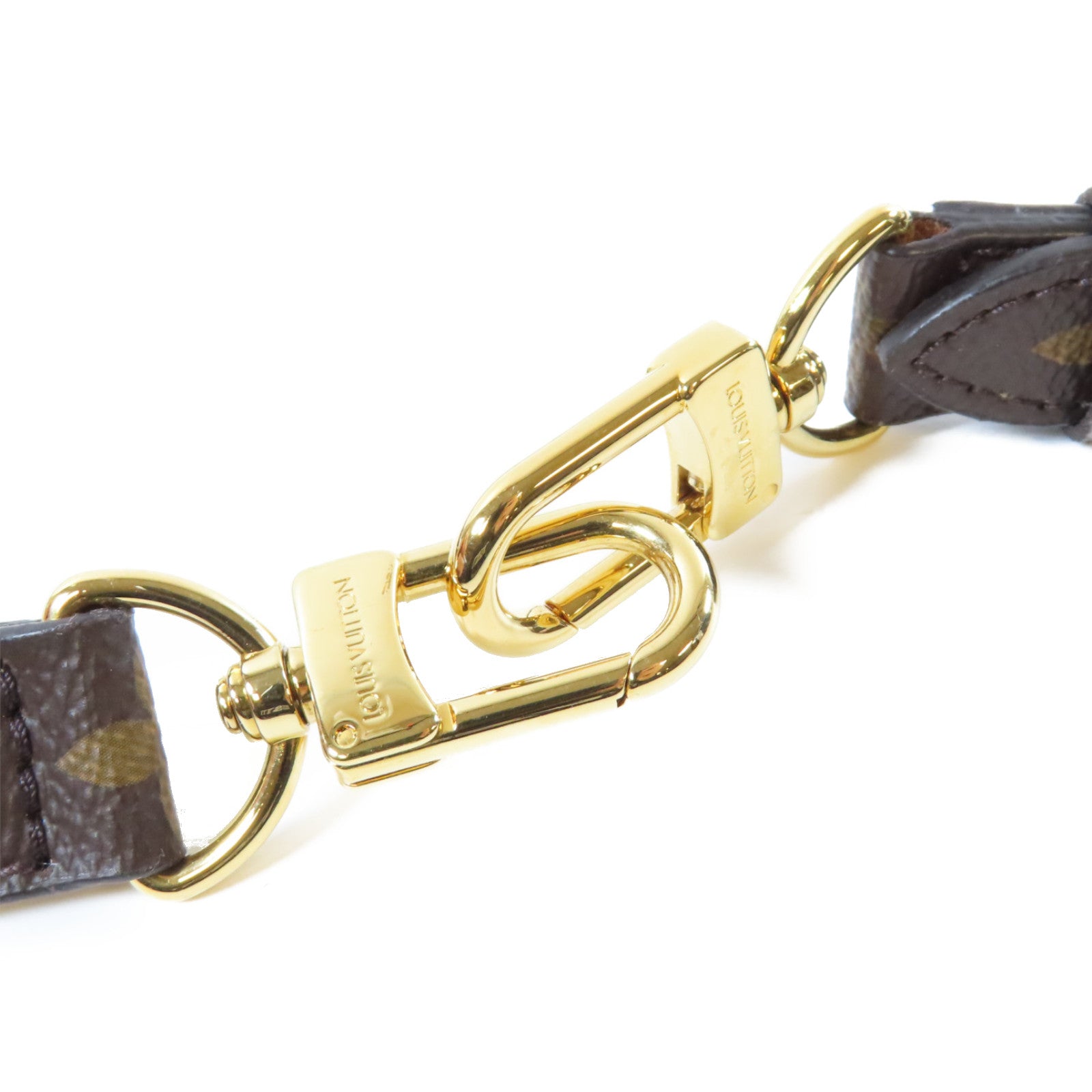 LOUIS VUITTON Monogram Shoulder Strap金扣肩背帶啡色