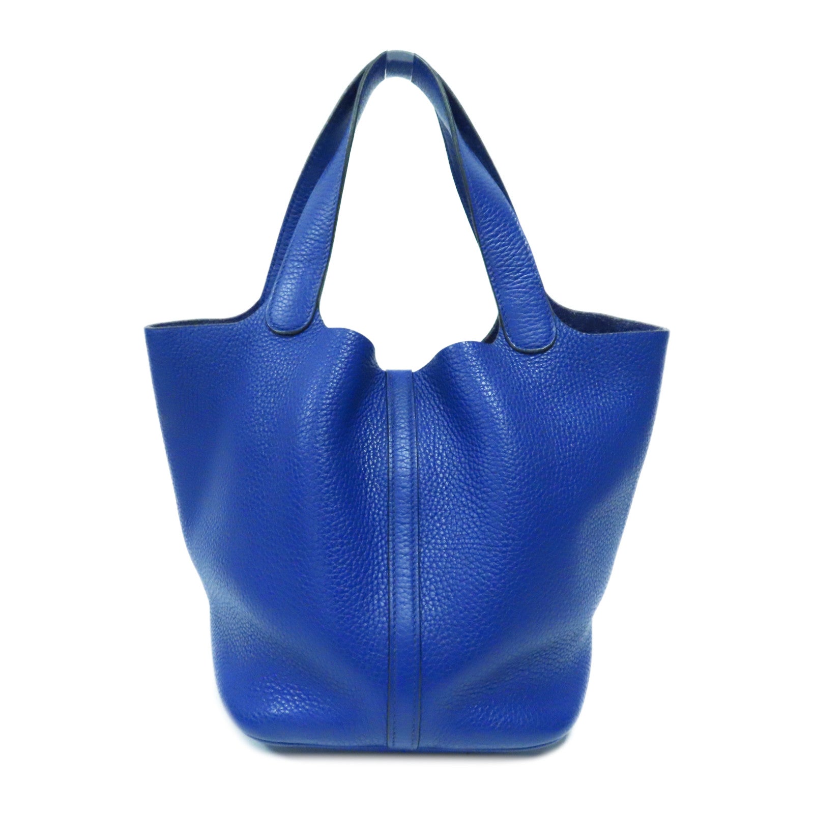 HERMES Clemence皮革Picotin MM金扣手挽袋Bleu Electrique電光藍色
