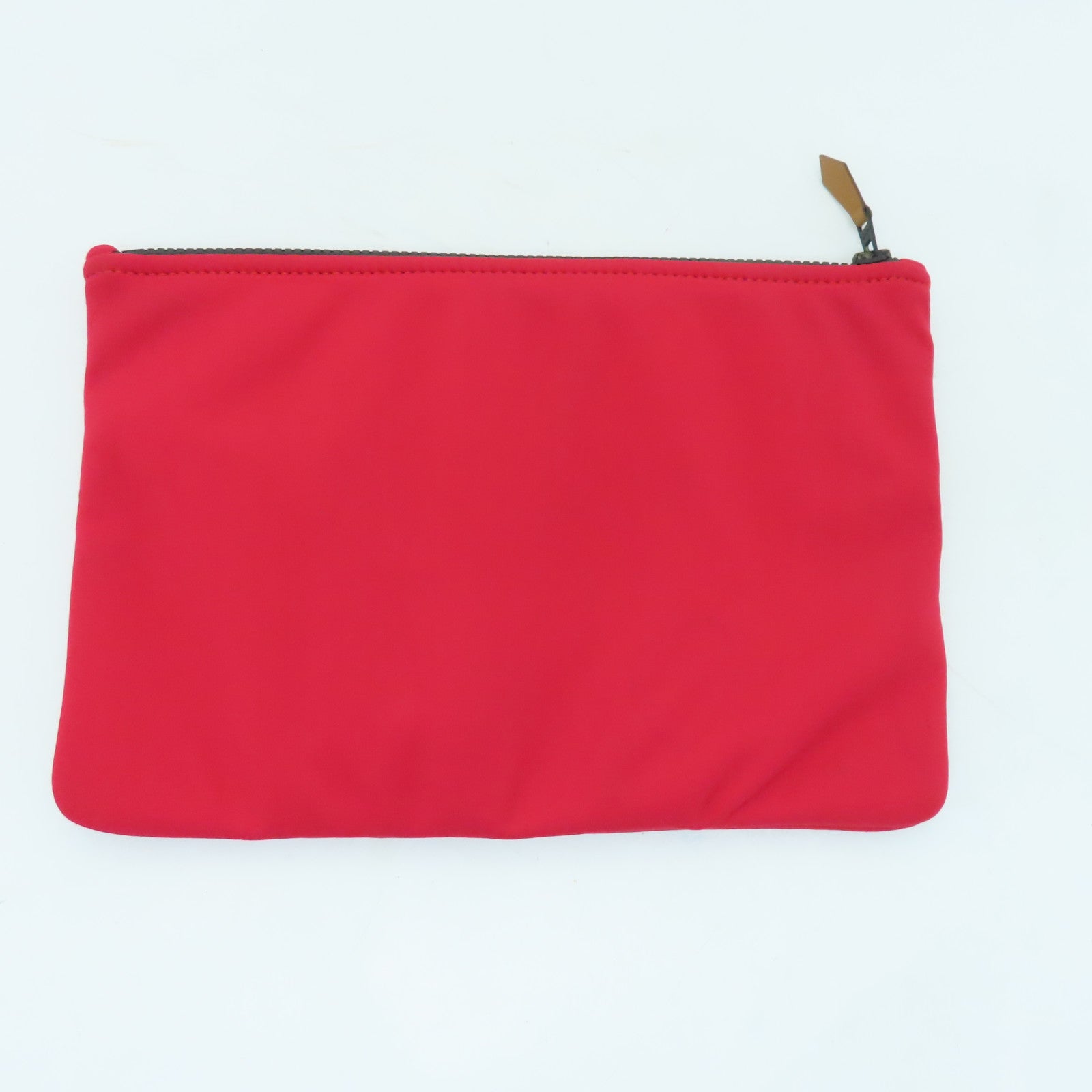 HERMES 聚酯纖維Trousse Flat PM黑扣小袋化妝袋紅色