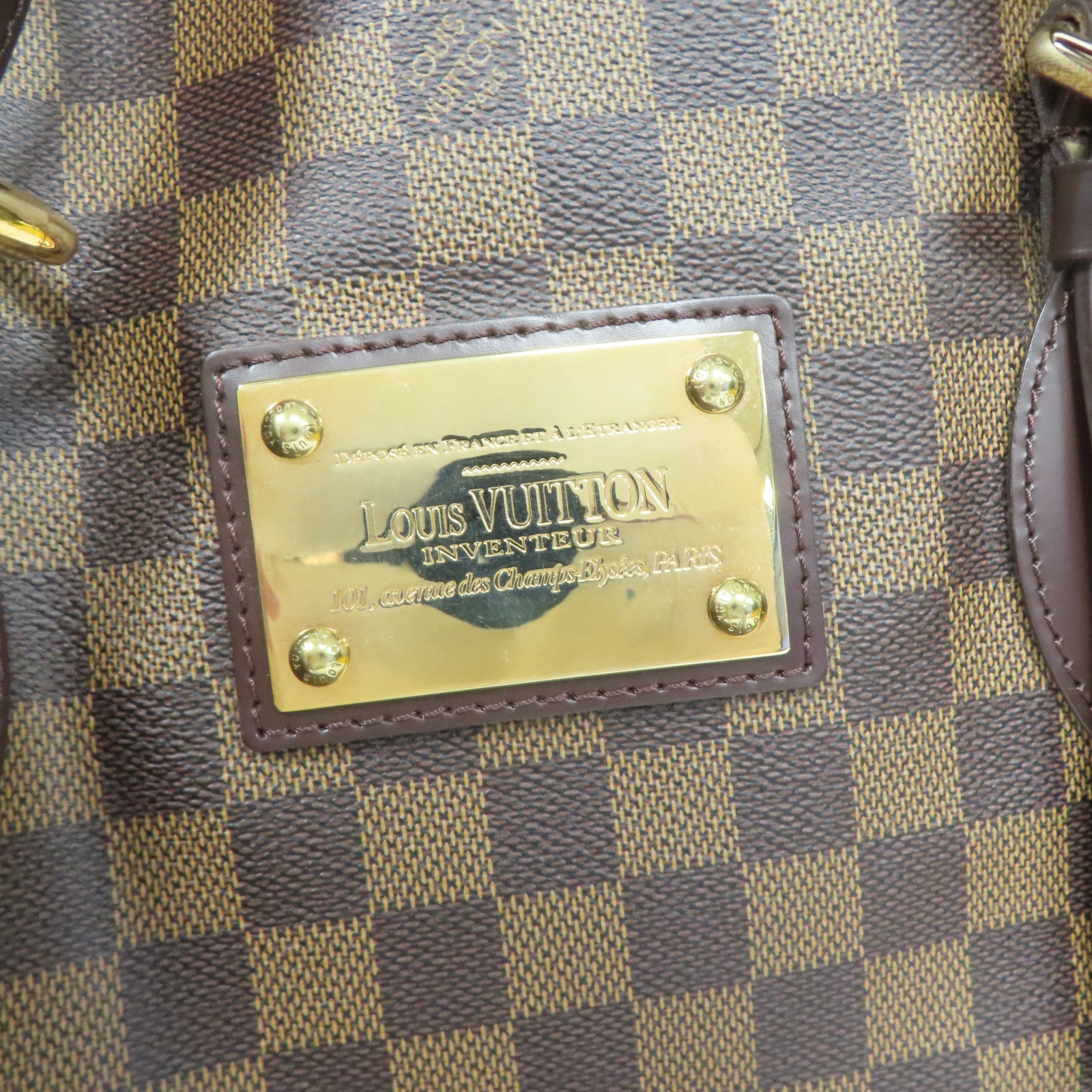 LOUIS VUITTON Damier Hampstead MM金扣手挽袋啡色