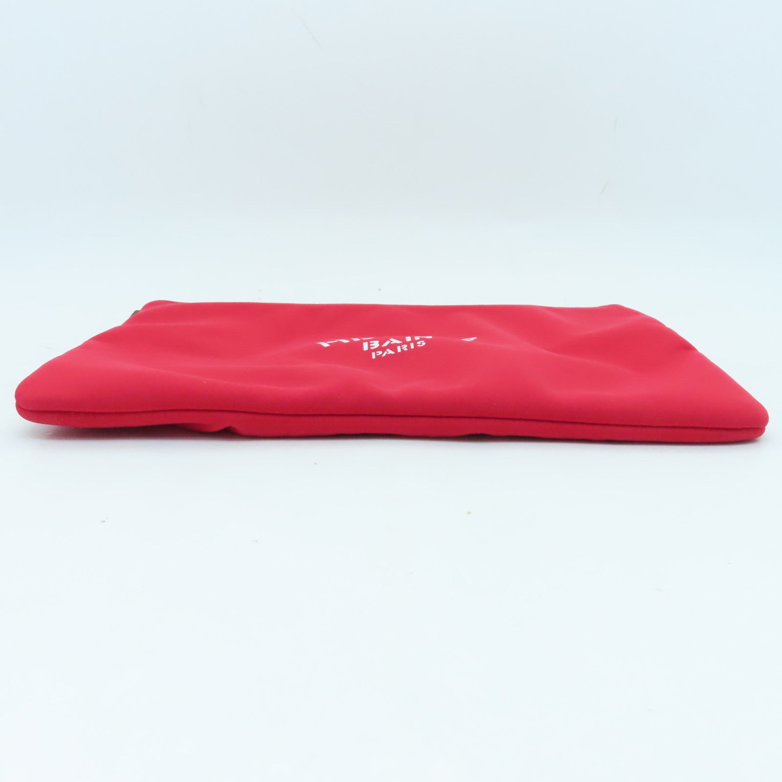 HERMES 聚酯纖維Trousse Flat PM黑扣小袋化妝袋紅色