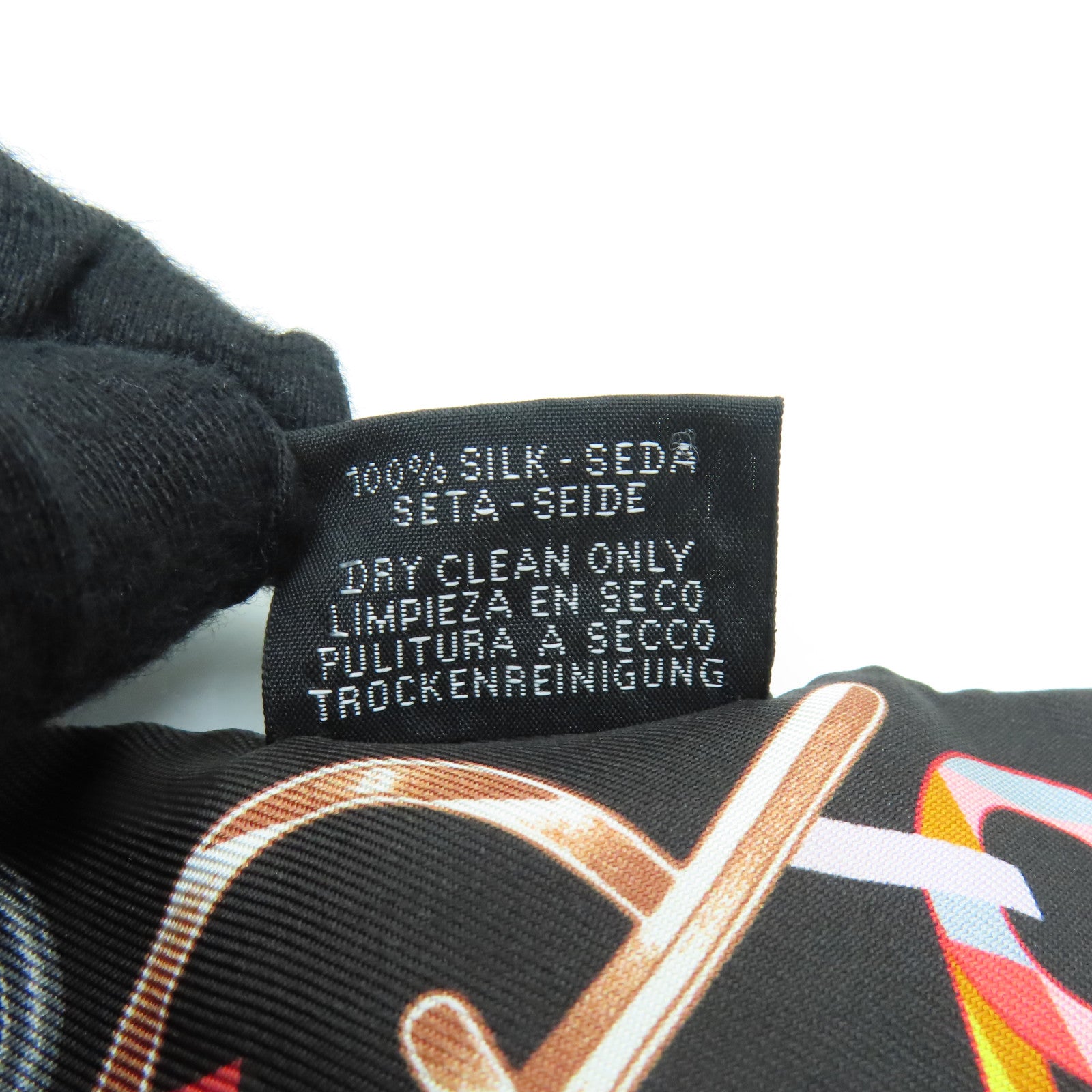 HERMES Silk Twilly Scarf Black Color