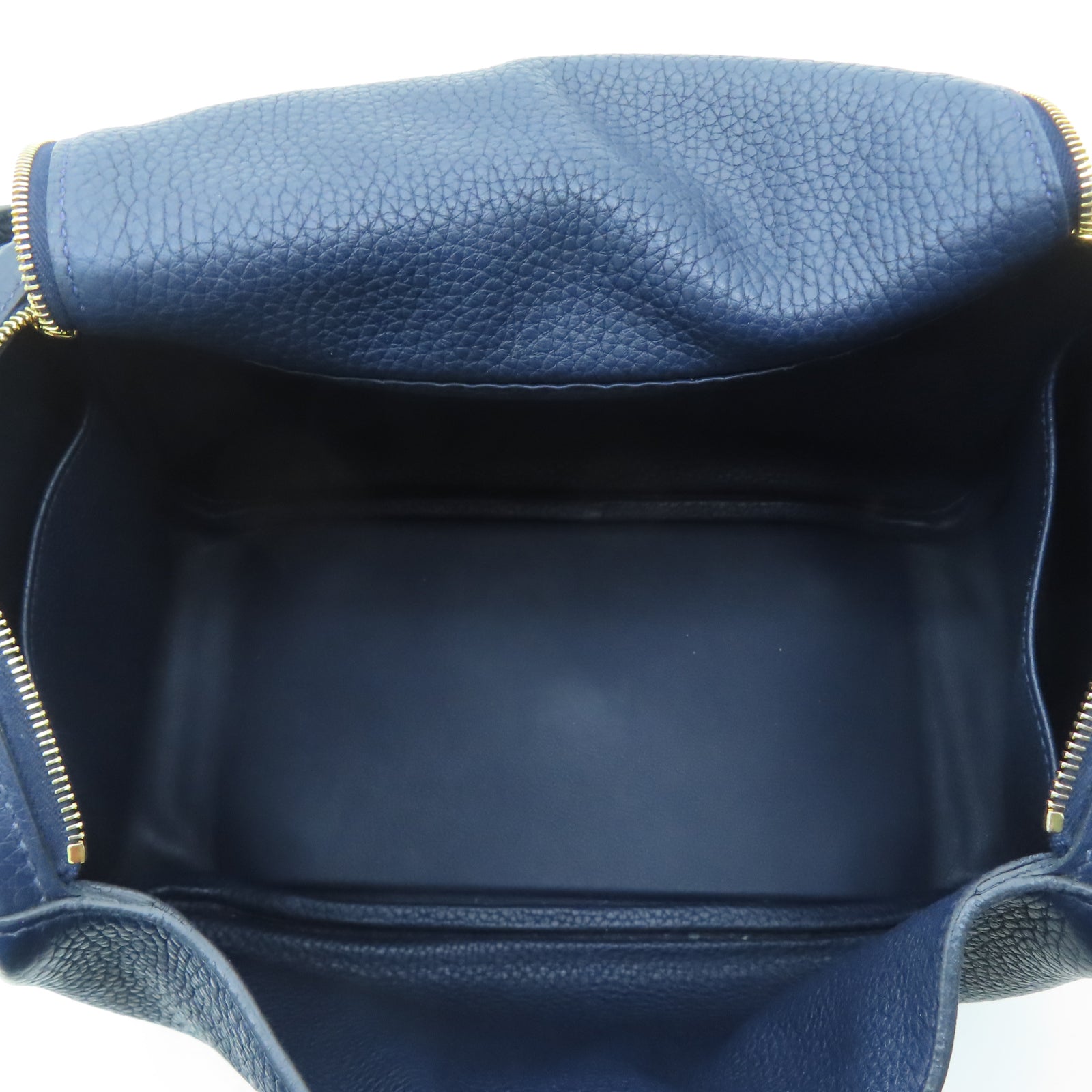 HERMES Clemence皮革Lindy 26金扣手挽肩背兩用袋Sapphire blue藍寶石色