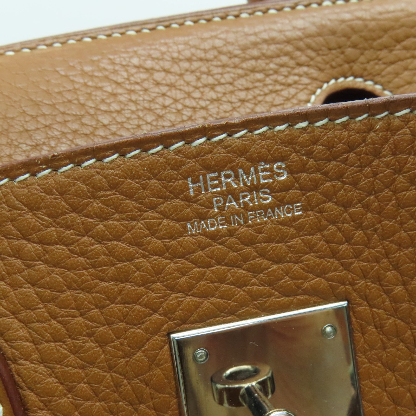 HERMES Clemence皮革Birkin 30銀扣手挽袋啡色