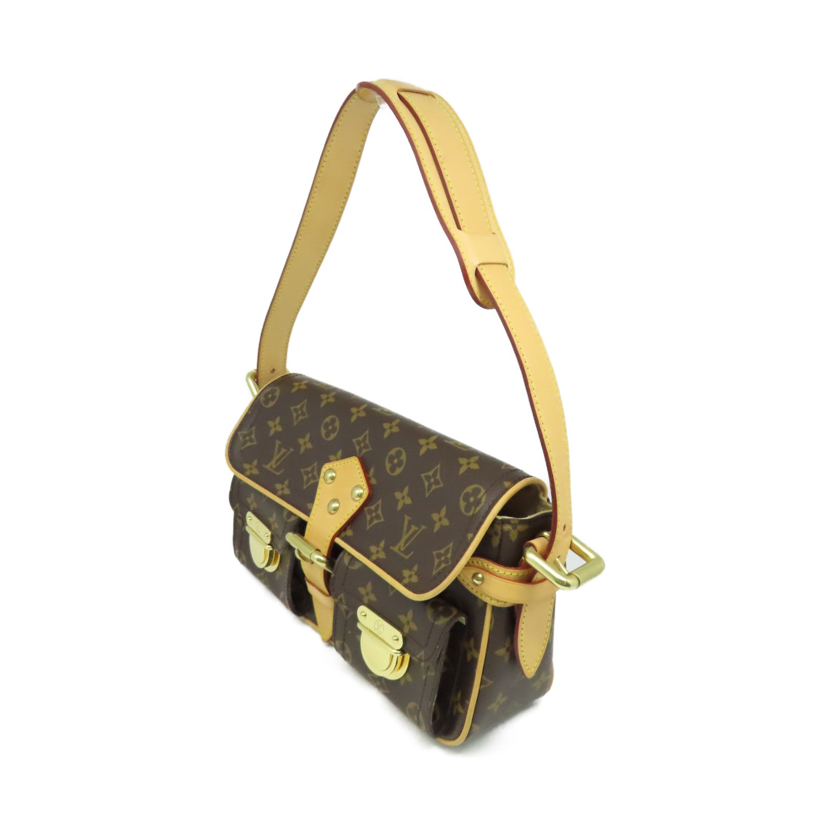 LOUIS VUITTON Monogram Hudson Shoulder Bag金扣肩背袋啡色