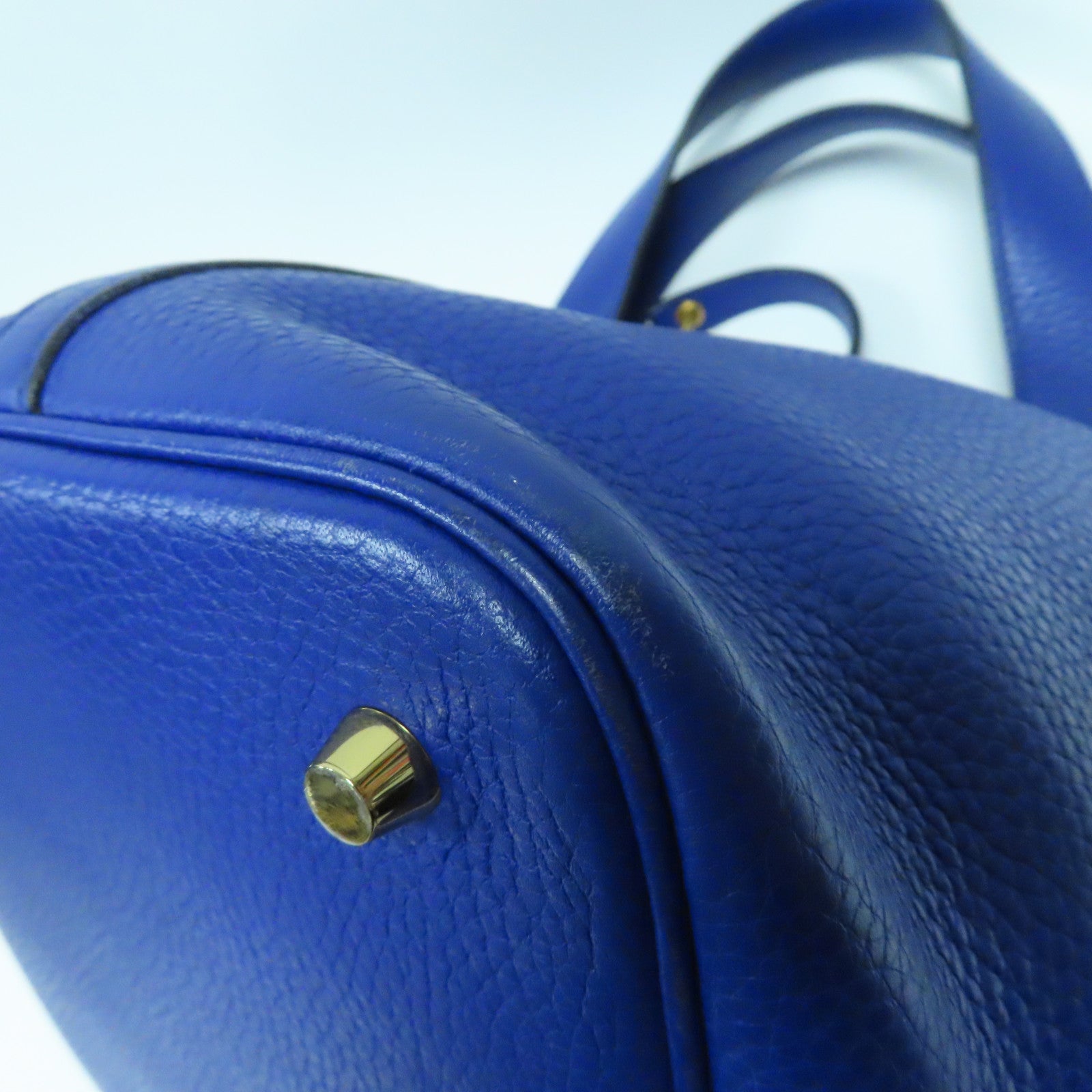 HERMES Clemence皮革Picotin MM金扣手挽袋Bleu Electrique電光藍色