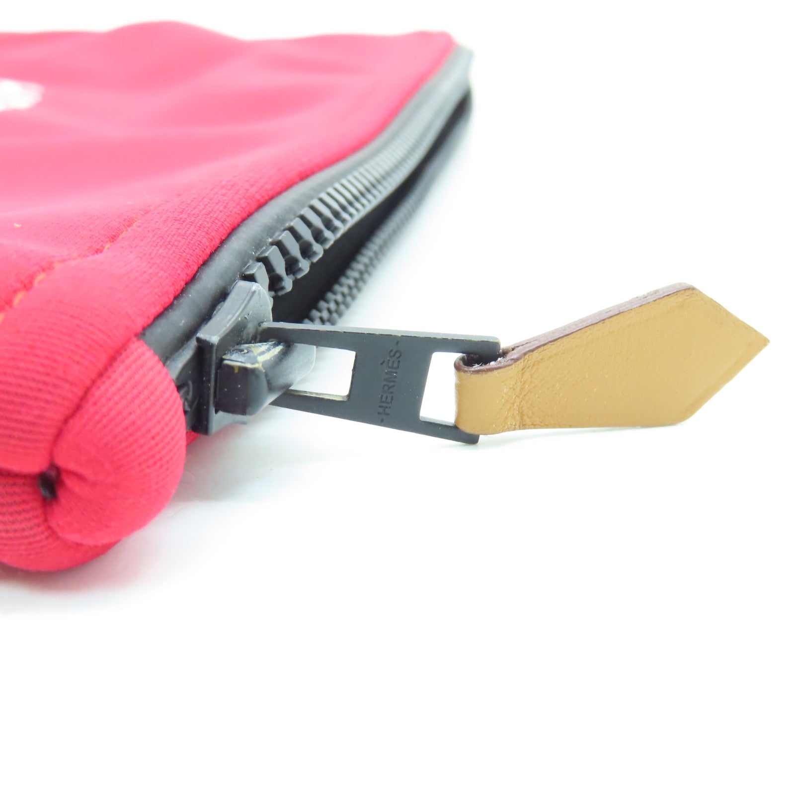 HERMES 聚酯纖維Trousse Flat PM黑扣小袋化妝袋紅色