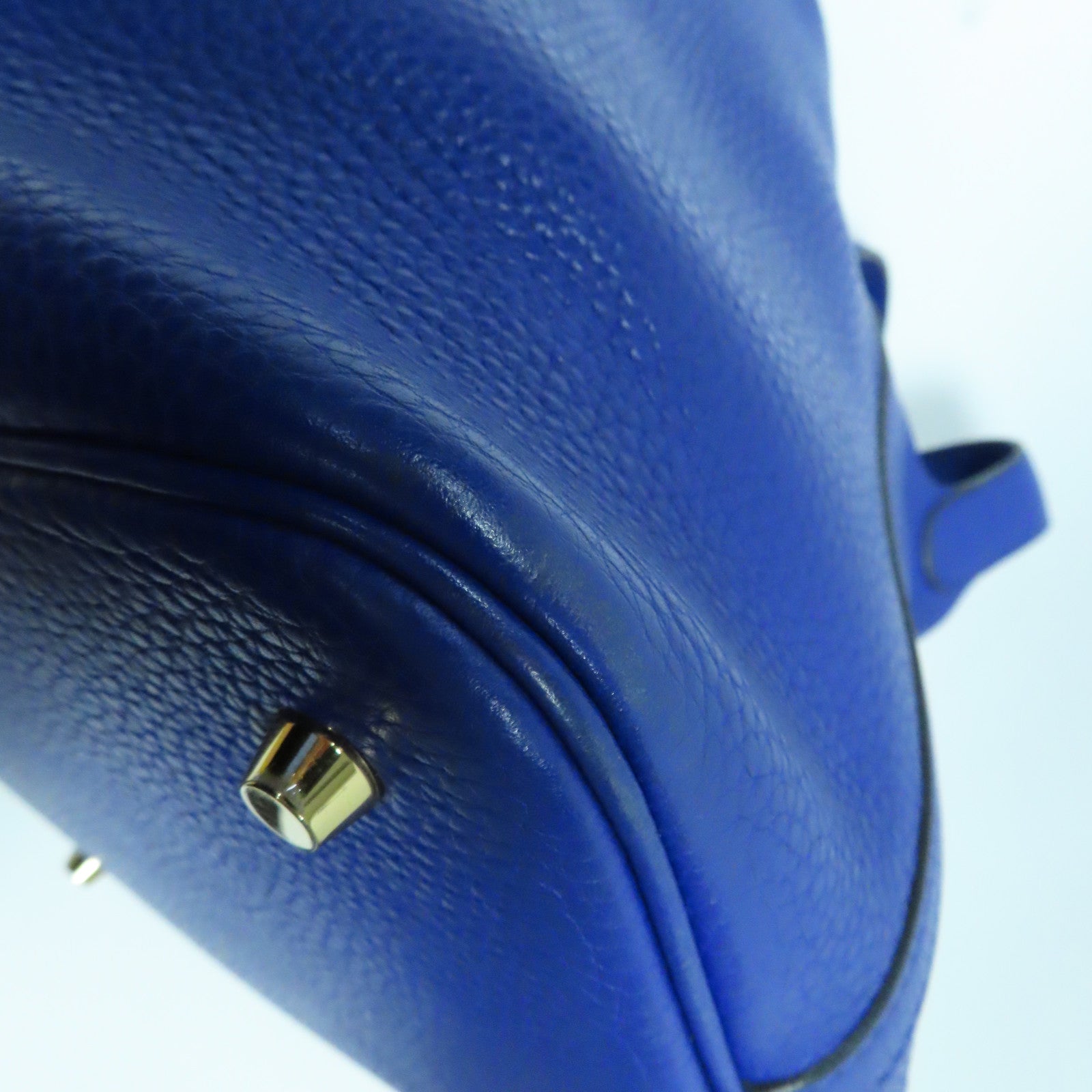 HERMES Clemence皮革Picotin MM金扣手挽袋Bleu Electrique電光藍色