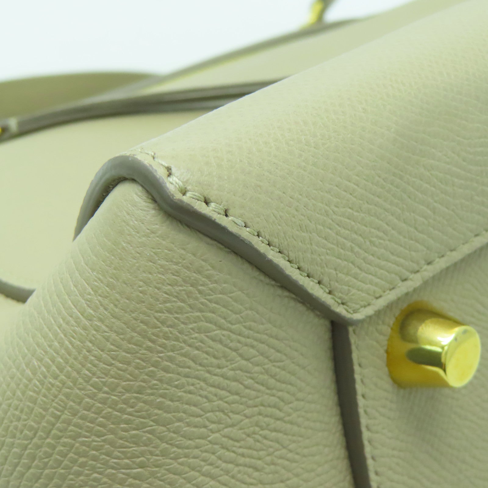 CELINE 牛皮皮革2 Way Shoulder金扣手挽肩背兩用袋米色