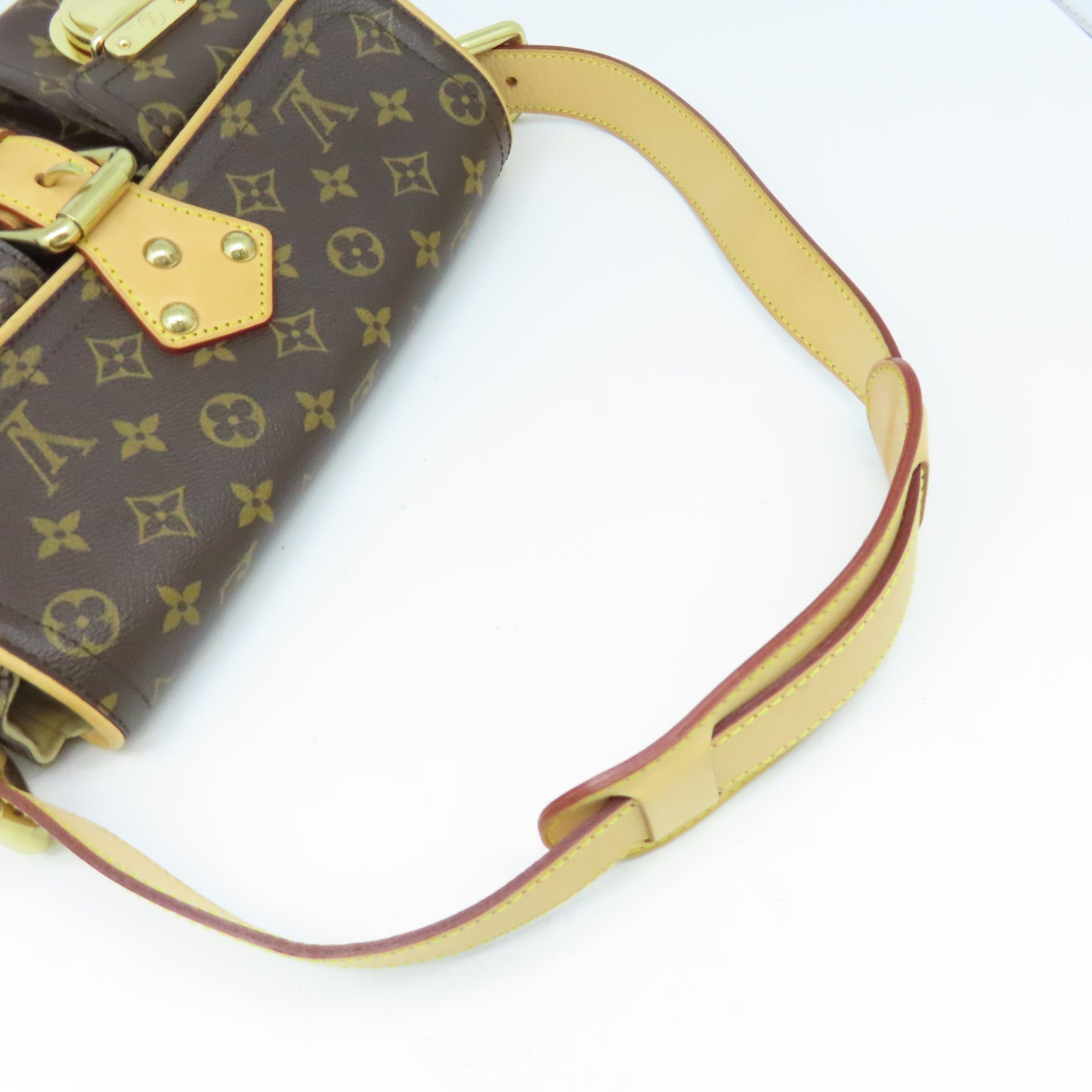 LOUIS VUITTON Monogram Hudson Shoulder Bag金扣肩背袋啡色