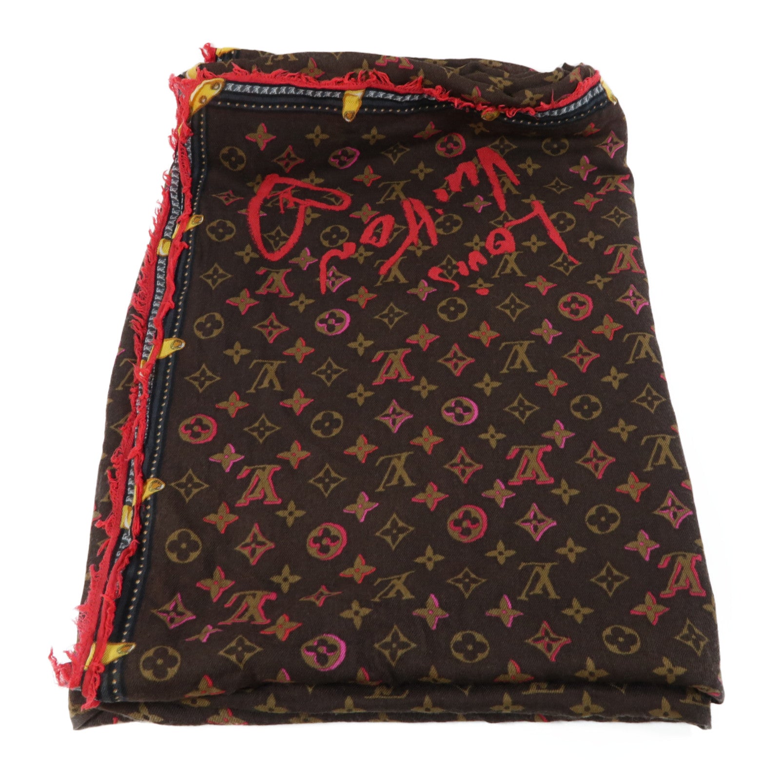 LOUIS VUITTON 羊毛Fall In Love Scarf圍巾啡色/紅色