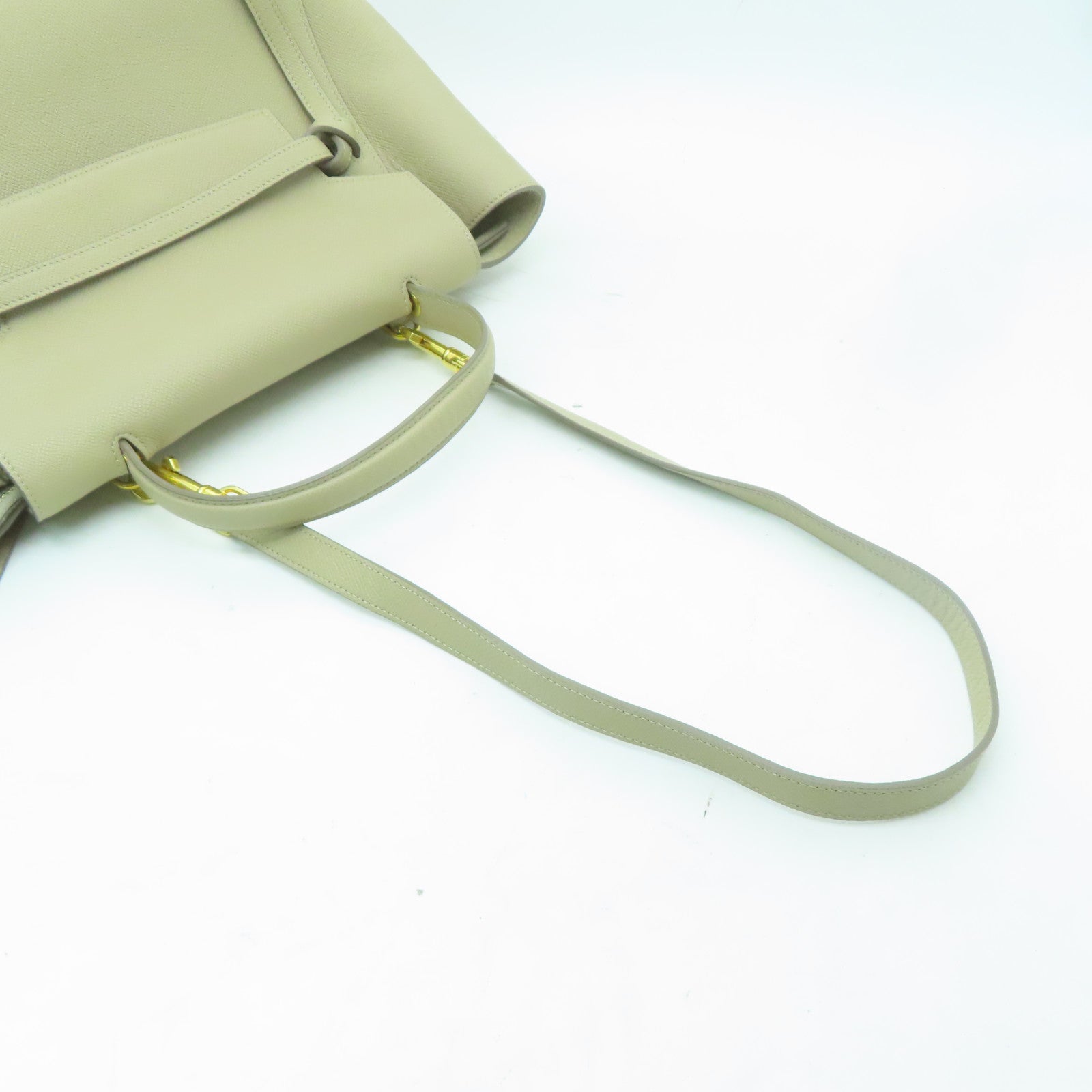 CELINE 牛皮皮革2 Way Shoulder金扣手挽肩背兩用袋米色