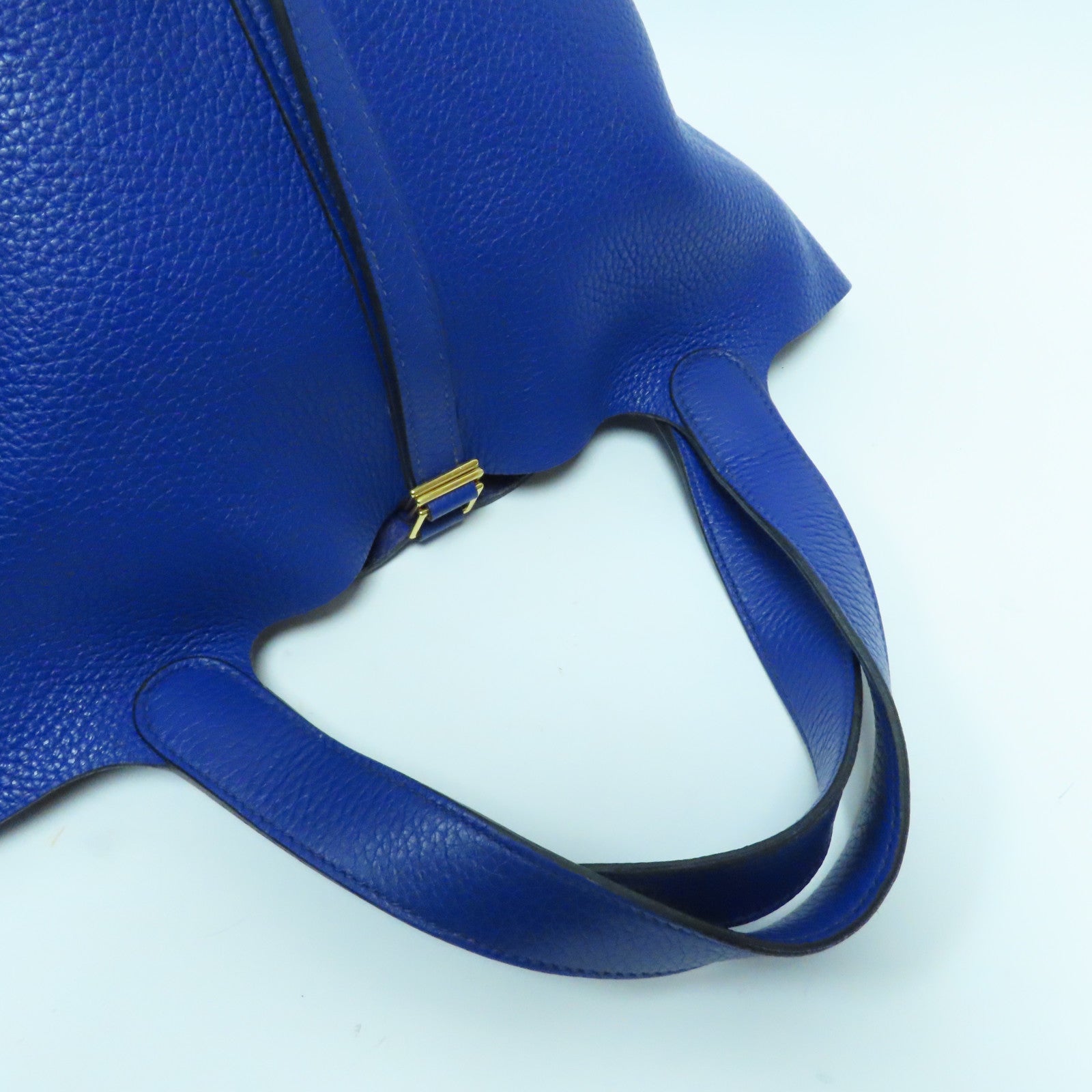 HERMES Clemence皮革Picotin MM金扣手挽袋Bleu Electrique電光藍色