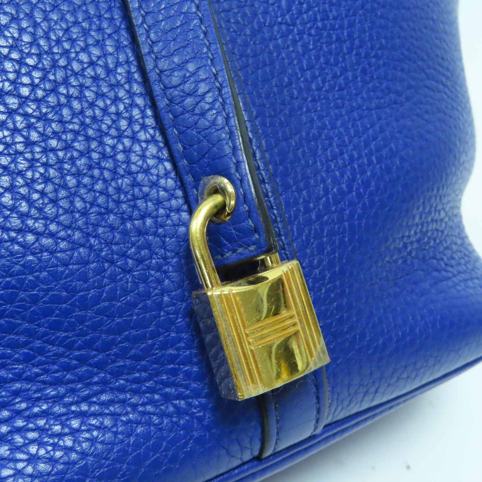 HERMES Clemence皮革Picotin MM金扣手挽袋Bleu Electrique電光藍色