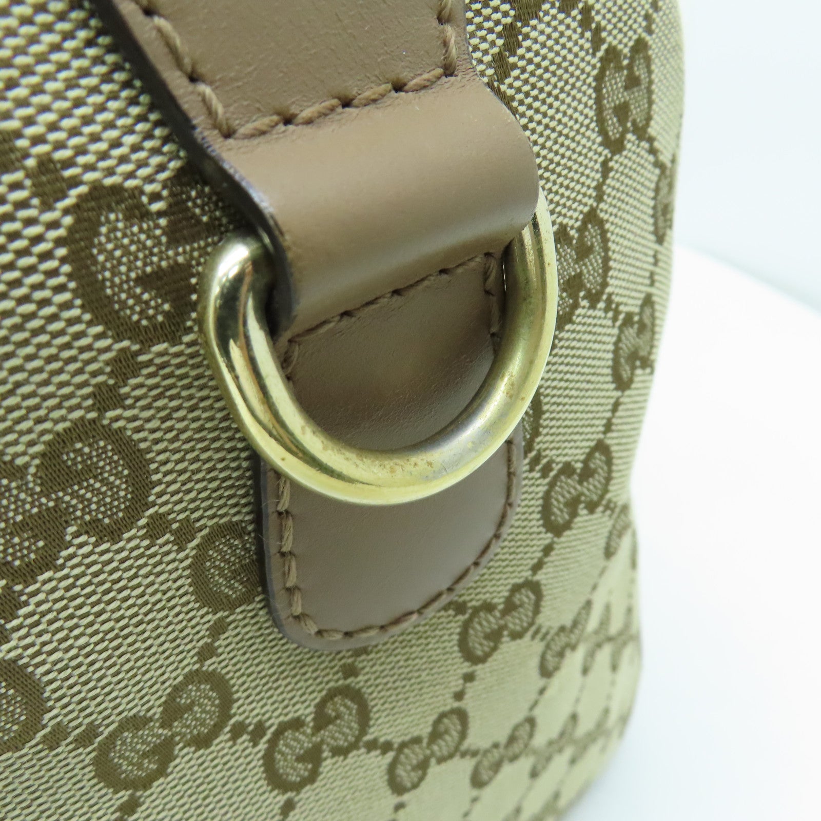 GUCCI 帆布Boston Bag金扣波士顿包棕色