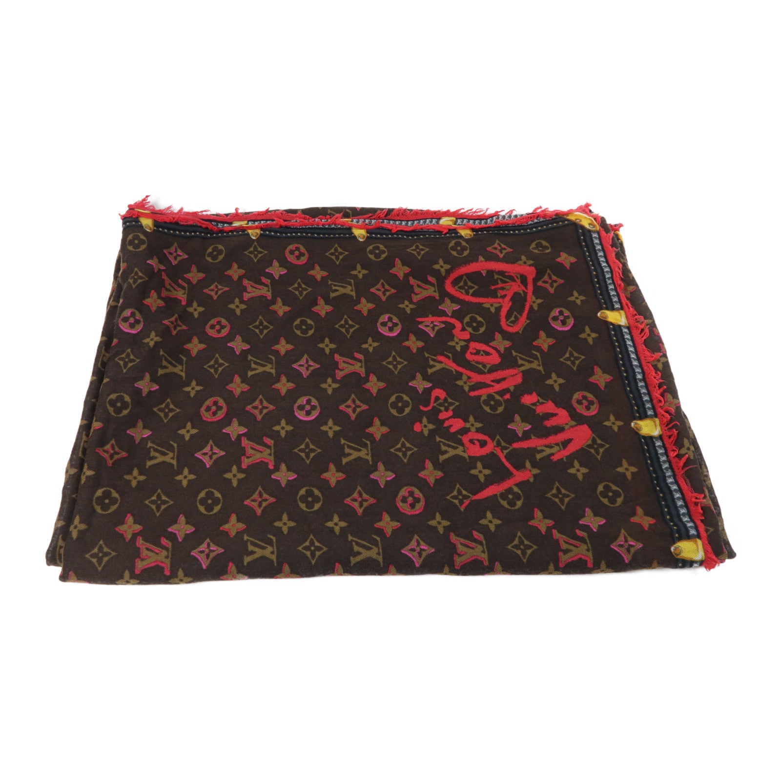 LOUIS VUITTON 羊毛Fall In Love Scarf圍巾啡色/紅色