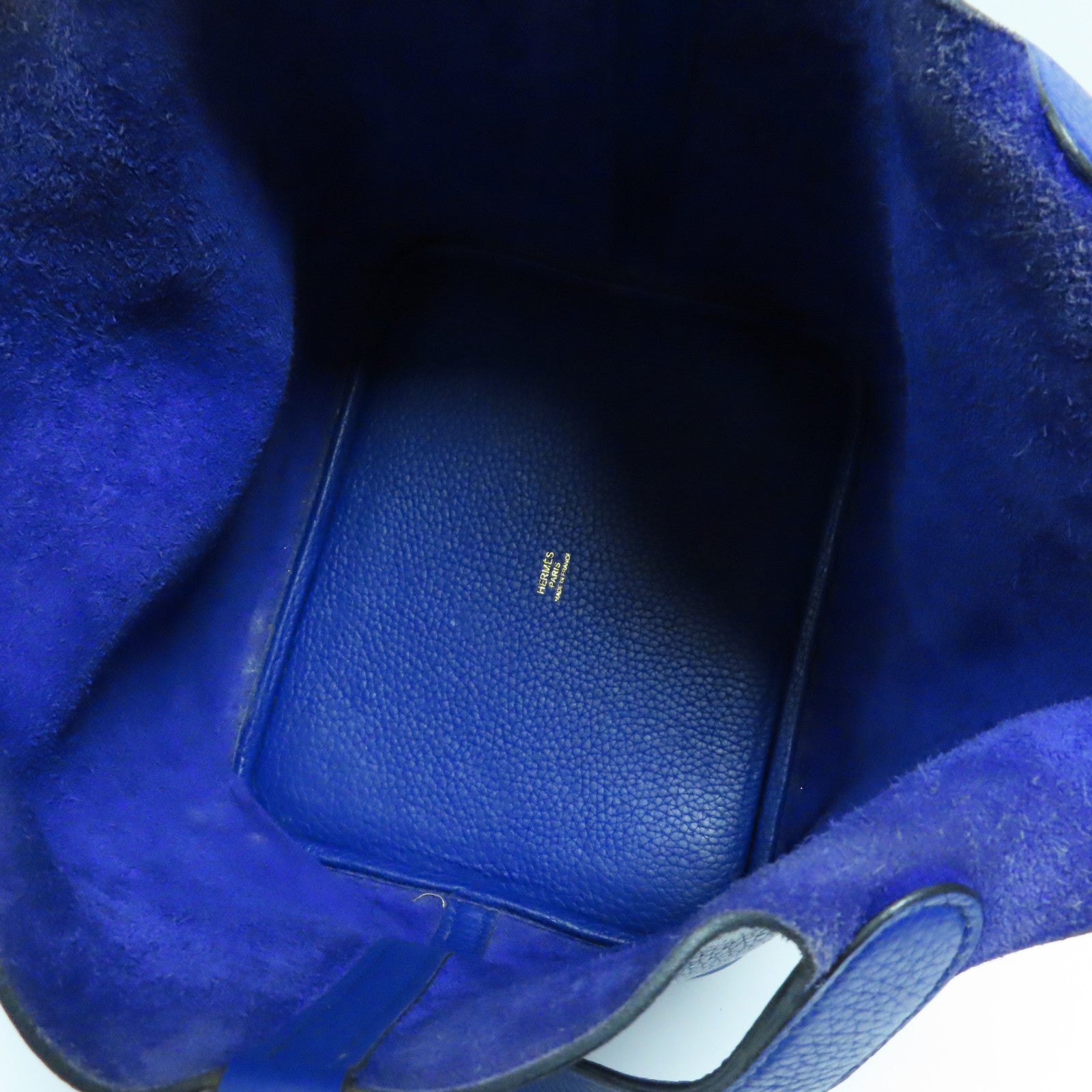 HERMES Clemence皮革Picotin MM金扣手挽袋Bleu Electrique電光藍色