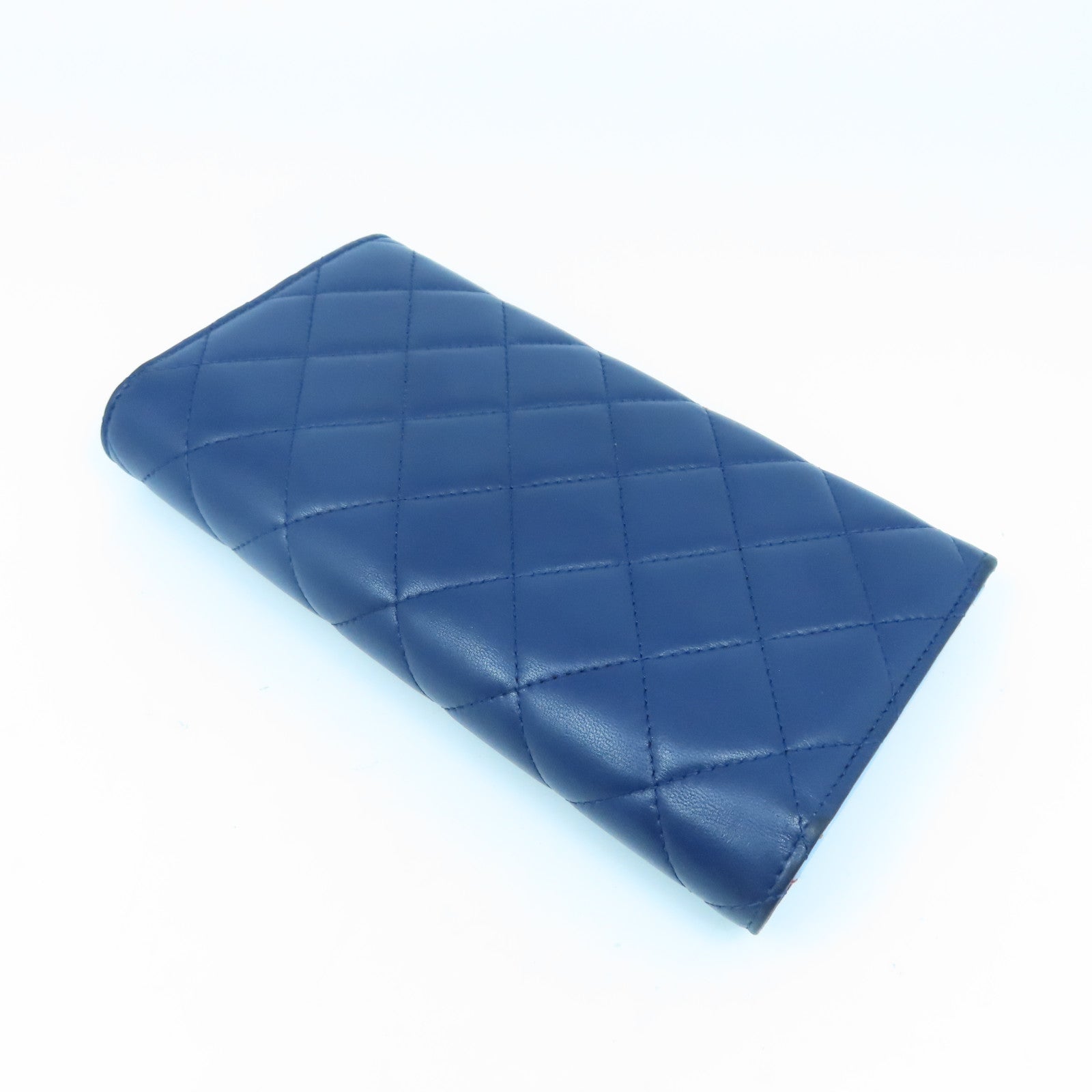CHANEL 菱格牛皮皮革Long Wallet银扣长钱包红色蓝色