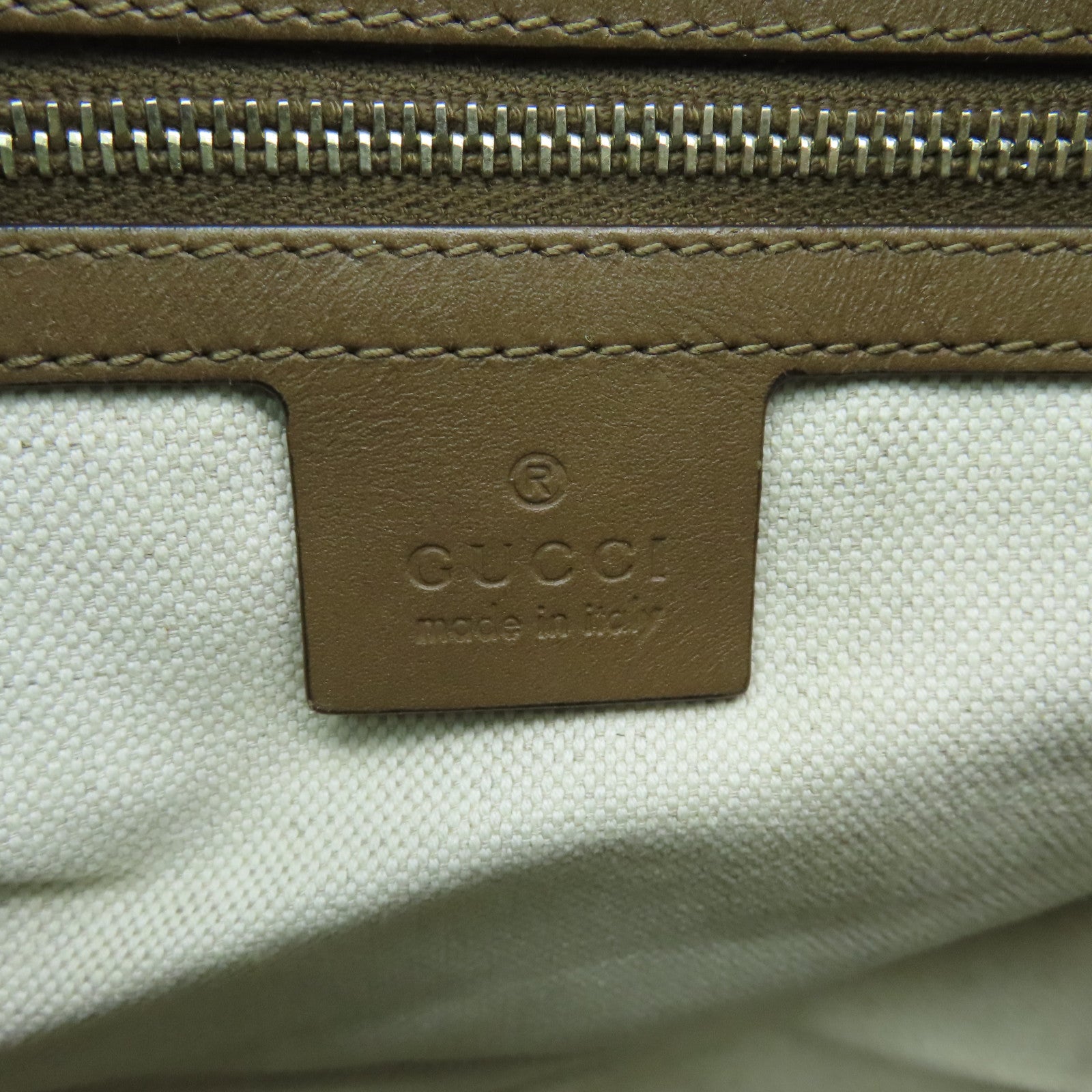 GUCCI 帆布Boston Bag金扣波士顿包棕色