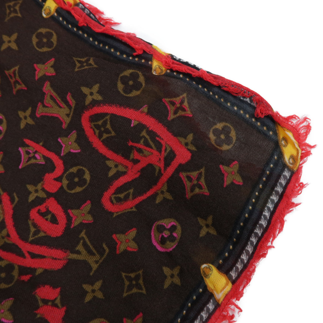 LOUIS VUITTON 羊毛Fall In Love Scarf圍巾啡色/紅色