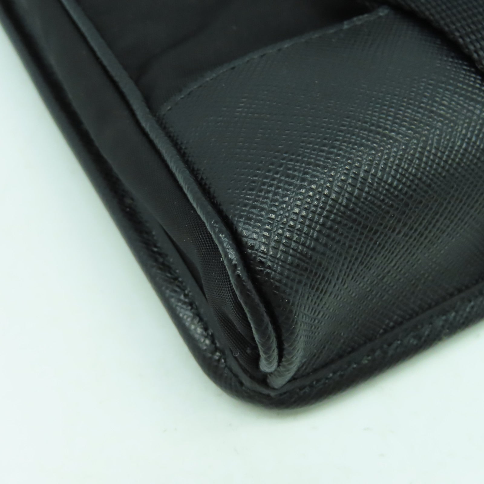 PRADA 尼龍/Saffiano皮革Shoulder Bag銀扣肩背袋黑色