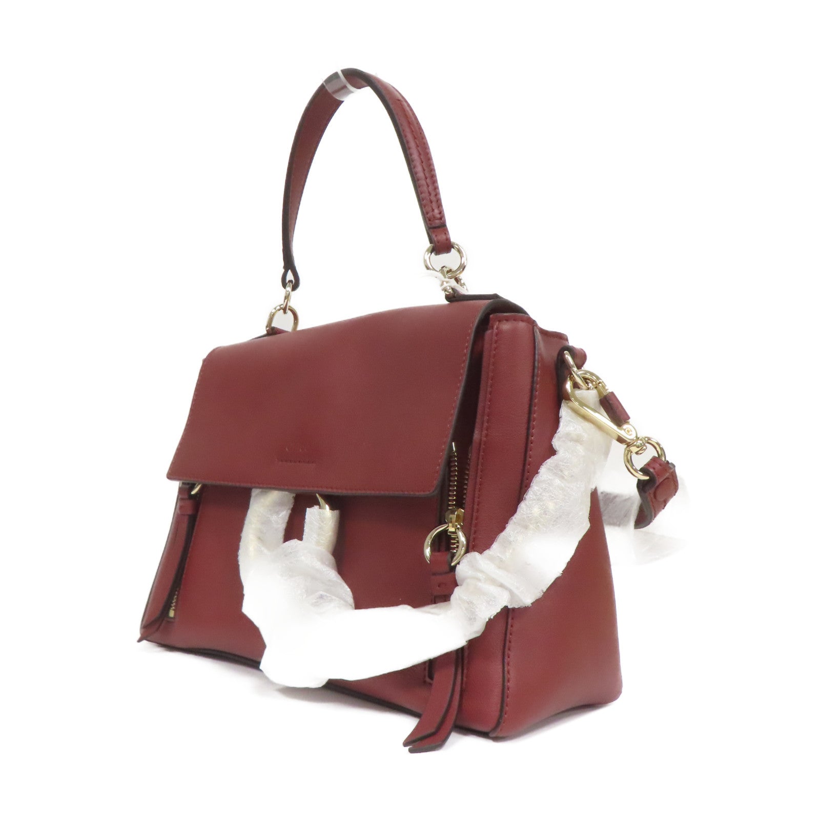 Chloe 牛皮皮革2 Way Shoulder金扣手挽肩背兩用袋紅色