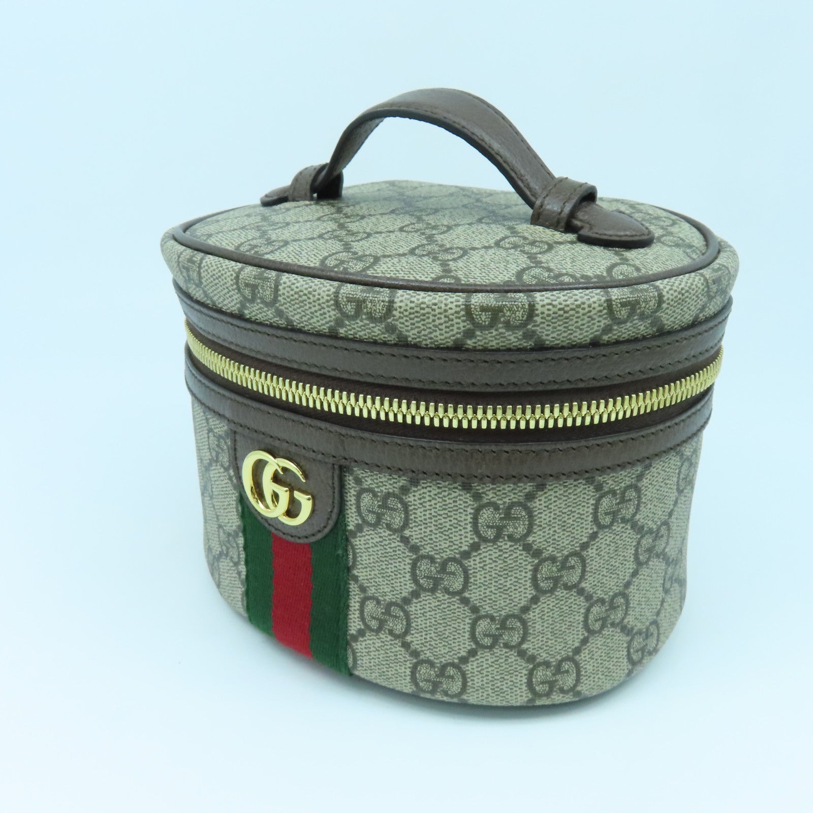 GUCCI 塗層帆布Ophidia GG-Supreme Vanity Case金扣手挽袋啡色