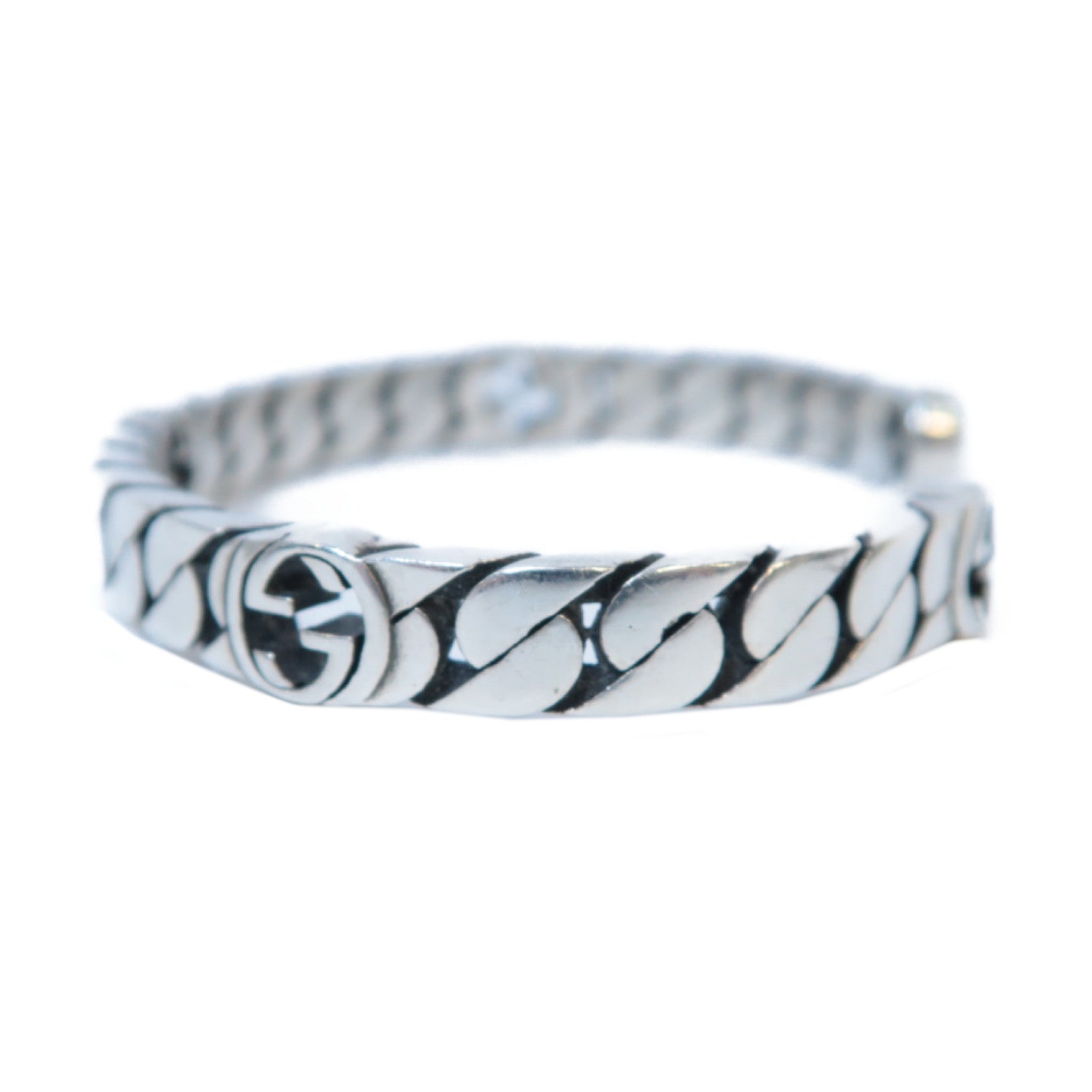 GUCCI 925純銀INTERLOCKING G Bracelet手鐲銀色