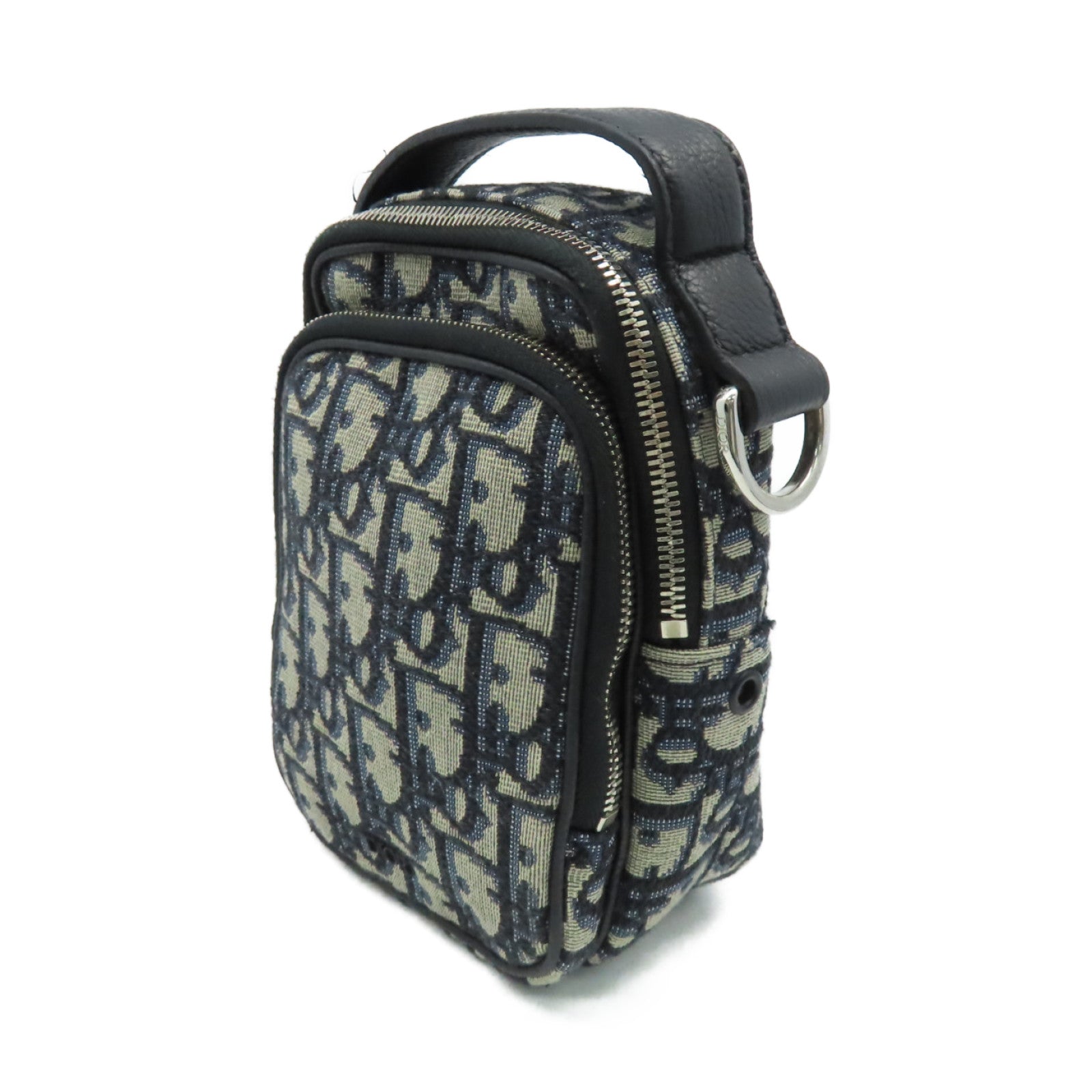Dior Oblique Jacquard帆布Shoulder Bag銀扣肩背袋啡色/寶藍色