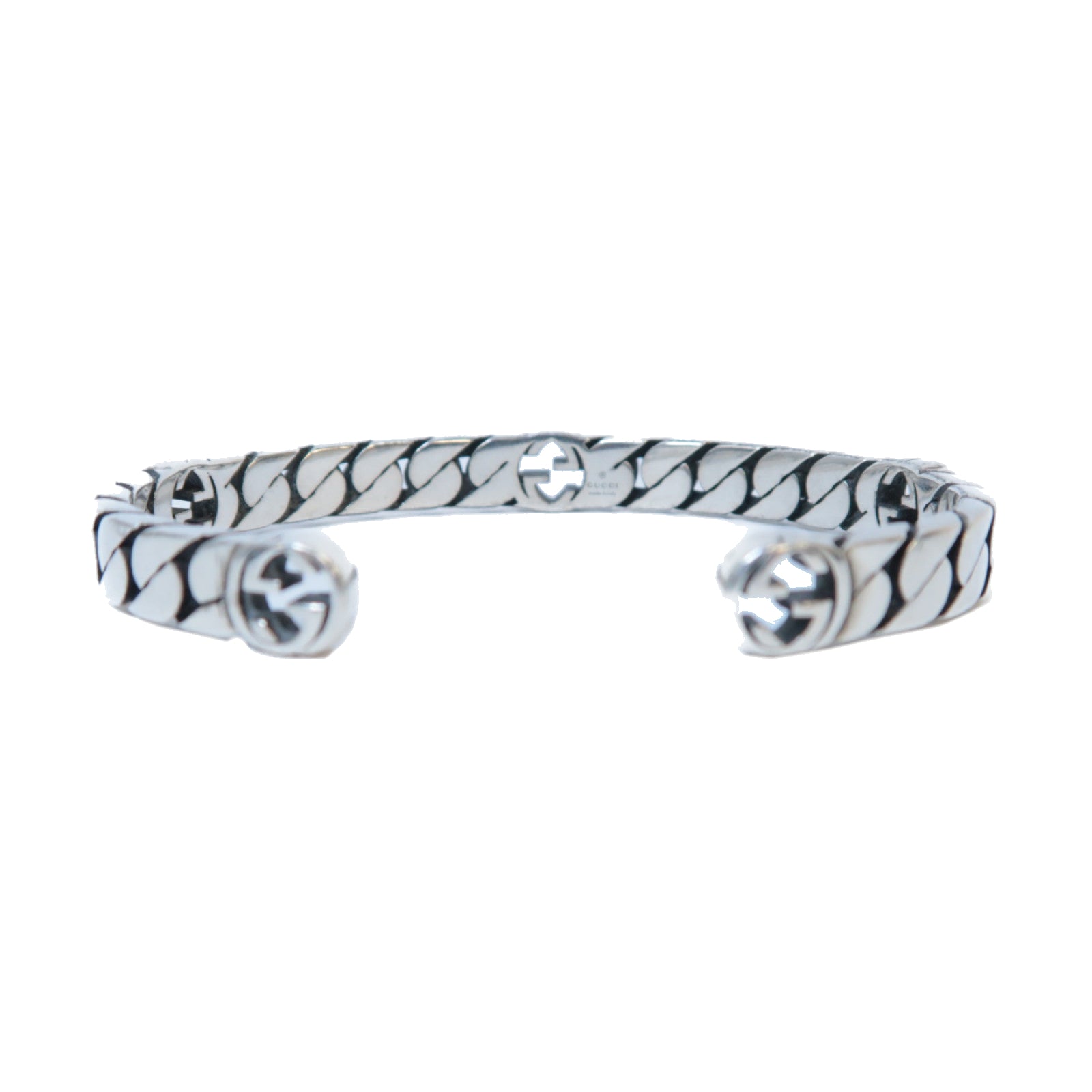 GUCCI 925純銀INTERLOCKING G Bracelet手鐲銀色