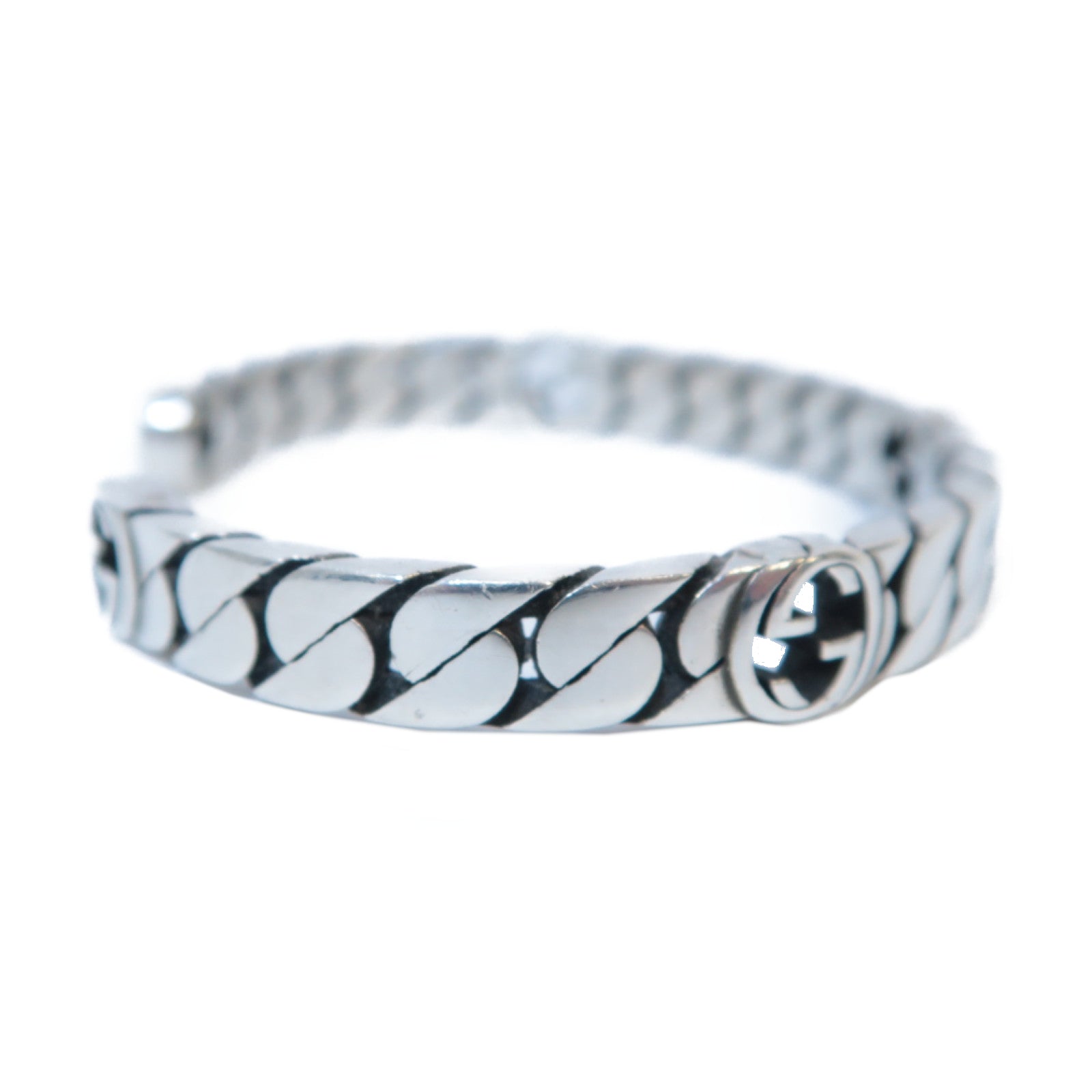 GUCCI 925純銀INTERLOCKING G Bracelet手鐲銀色